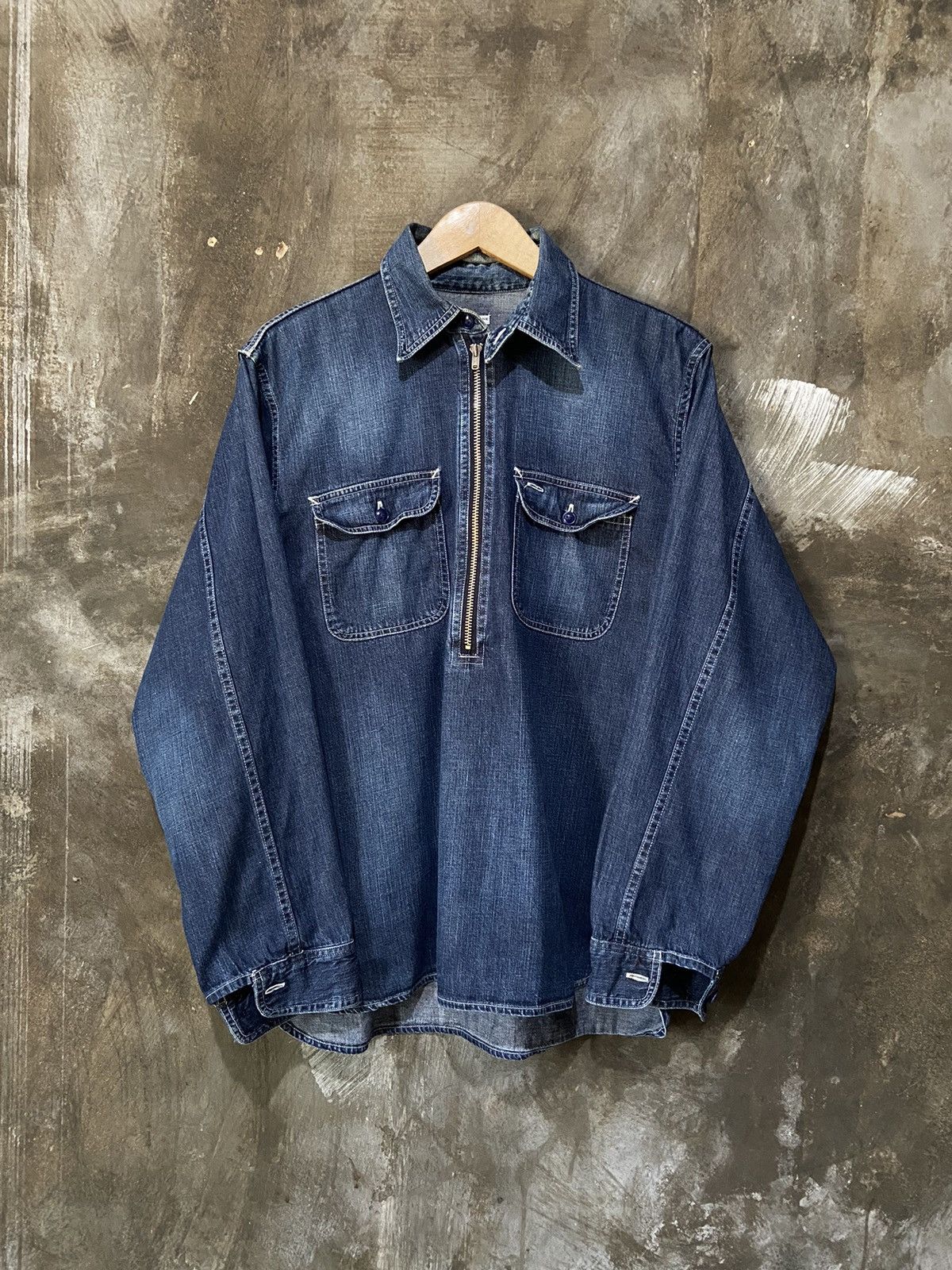 Vintage Sugar Cane Zip-Up Denim Shirt