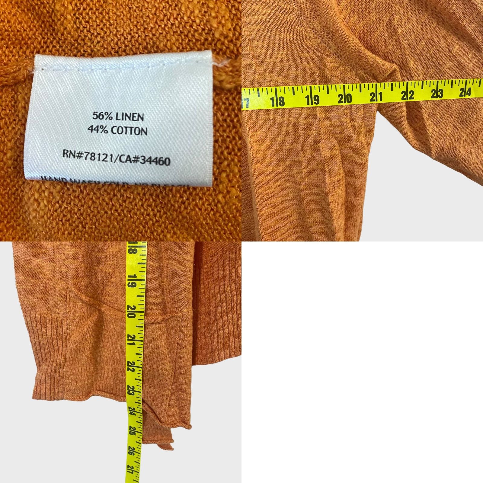 Eileen Fisher Eileen Fisher Cardigan Women Petite Medium Orange Linen Blend Long Sleeve Pockets Size M / US 6-8 / IT 42-44 - 8 Thumbnail