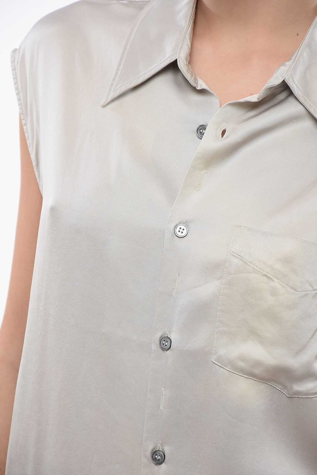 Maison Margiela og1mm0825 Asymmetric Sleeveless Shirt in Grey Size S / US 4 / IT 40 - 3 Thumbnail