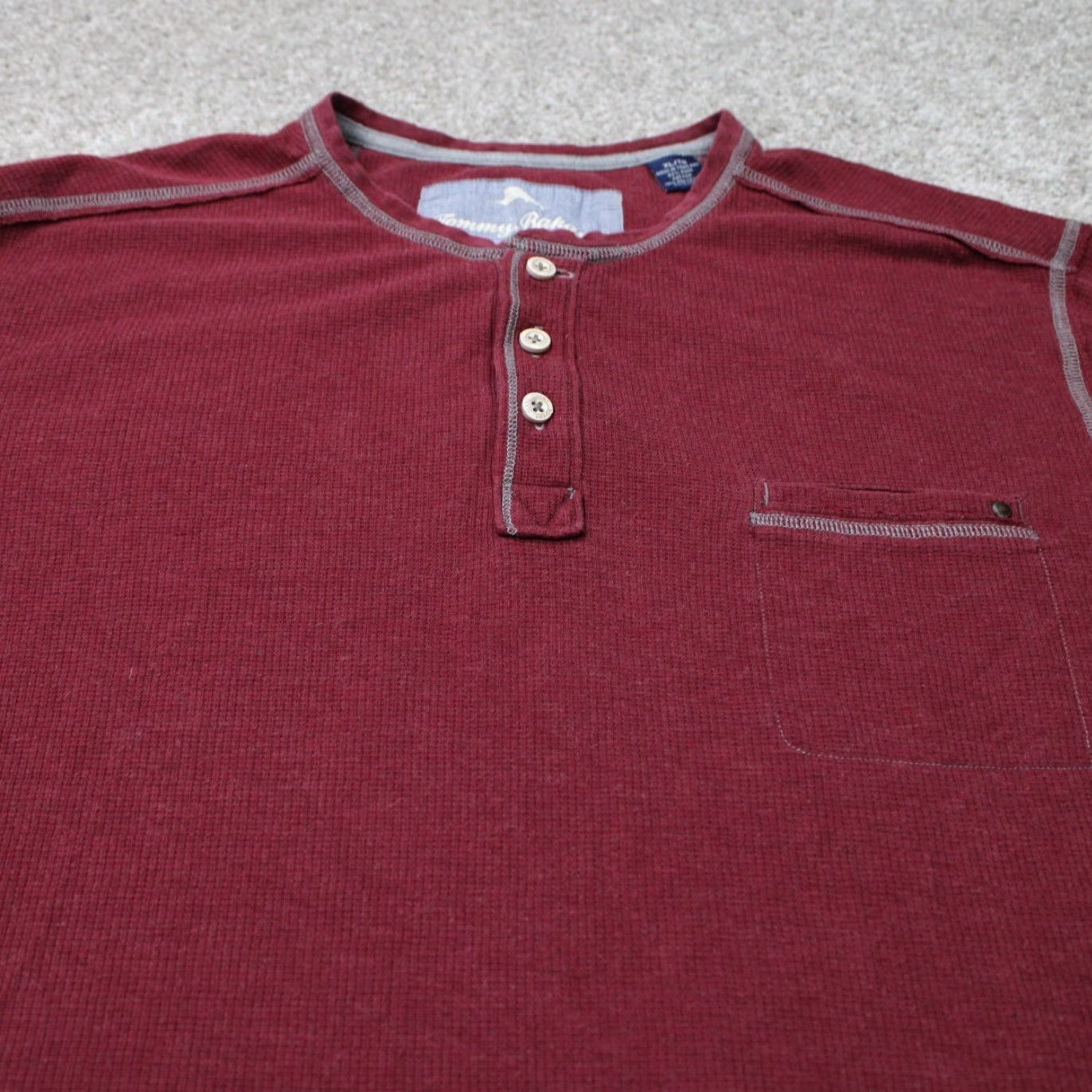 Tommy Bahama Tommy Bahama Henley Shirt Mens XL Red Pima Cotton/Polyester Stretch L/S Pullover Shirt Size US XL / EU 56 / 4 - 6 Thumbnail