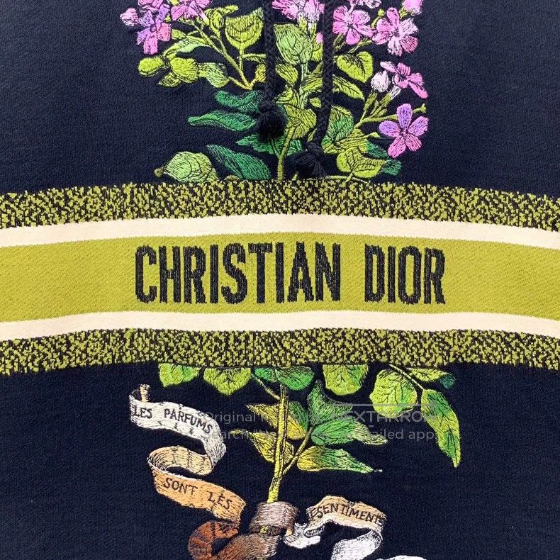 Dior Dior Black logo letter floral print cotton hooded long-sle Size XS / US 0-2 / IT 36-38 - 5 Thumbnail