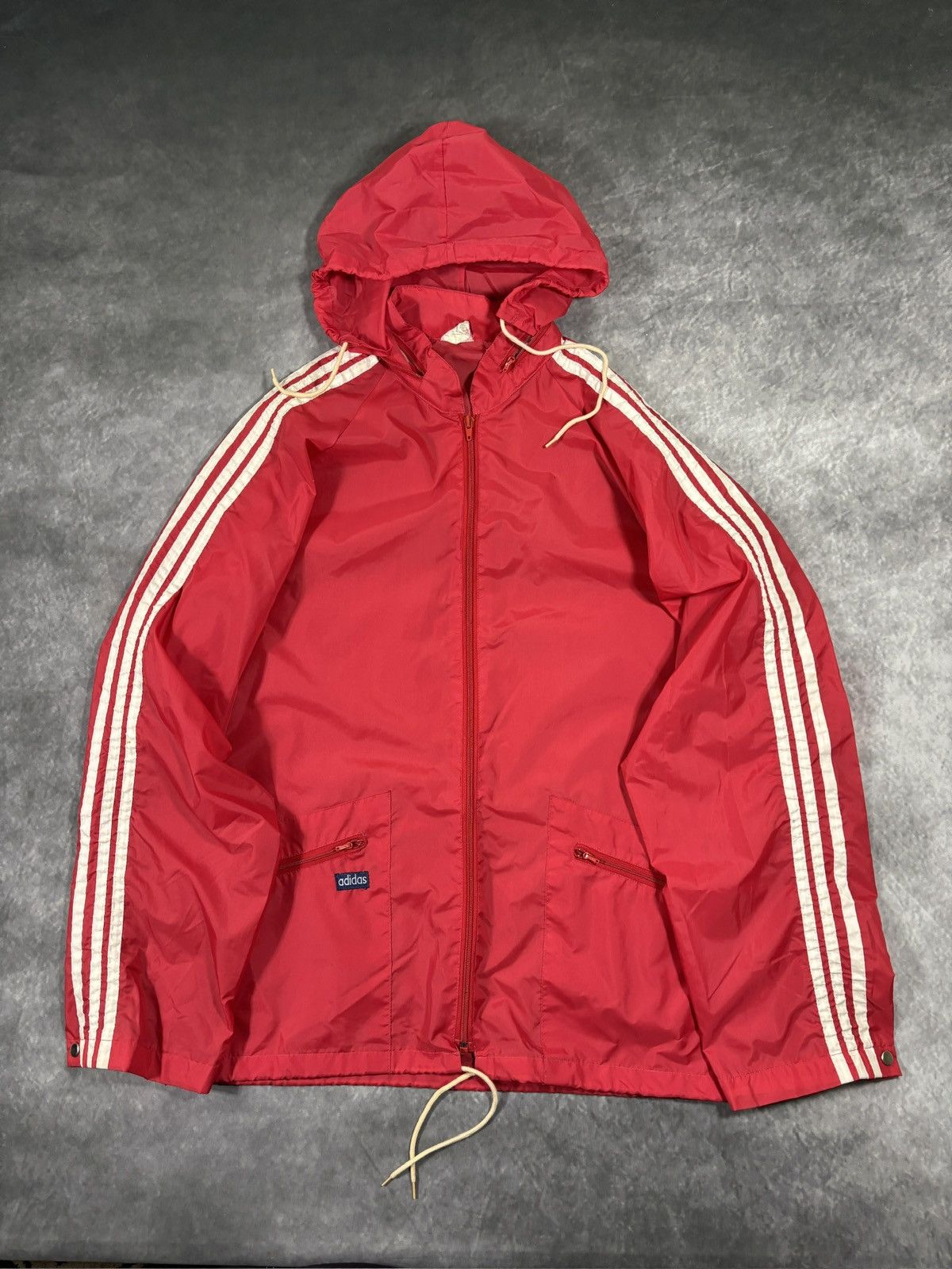 Adidas 1980s Adidas Windbreaker Vintage Track Jacket Hood 3 Stripe Size US M / EU 48-50 / 2 - 2 Thumbnail