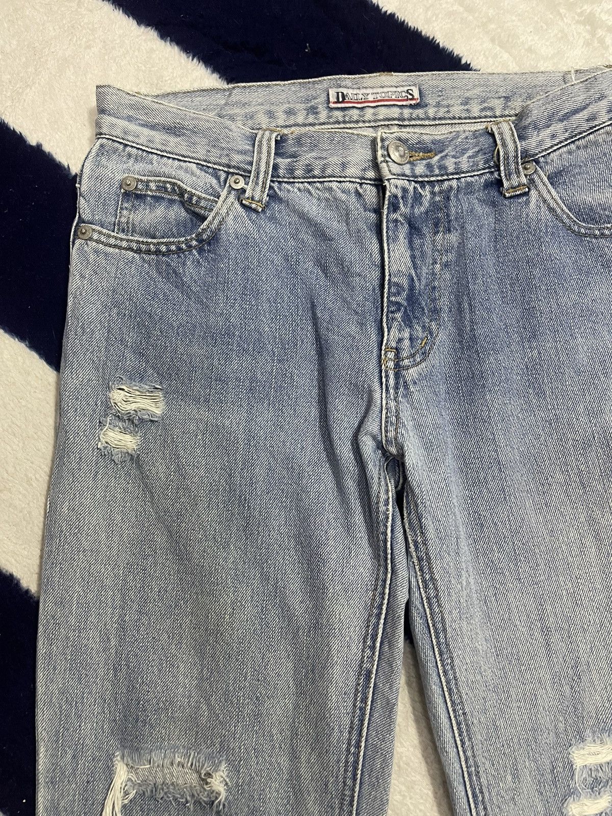 Japanese Brand Daily Topics Flare Distressed Jeans (14) Size 29" - 10 Thumbnail