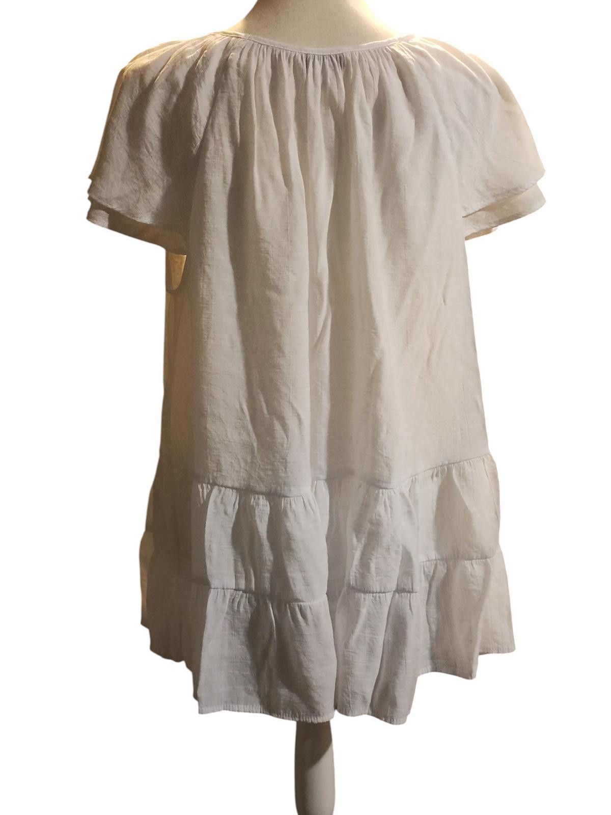 Designer White Short Sleeve Peplum Blouse by Counterparts Size M / US 6-8 / IT 42-44 - 6 Thumbnail
