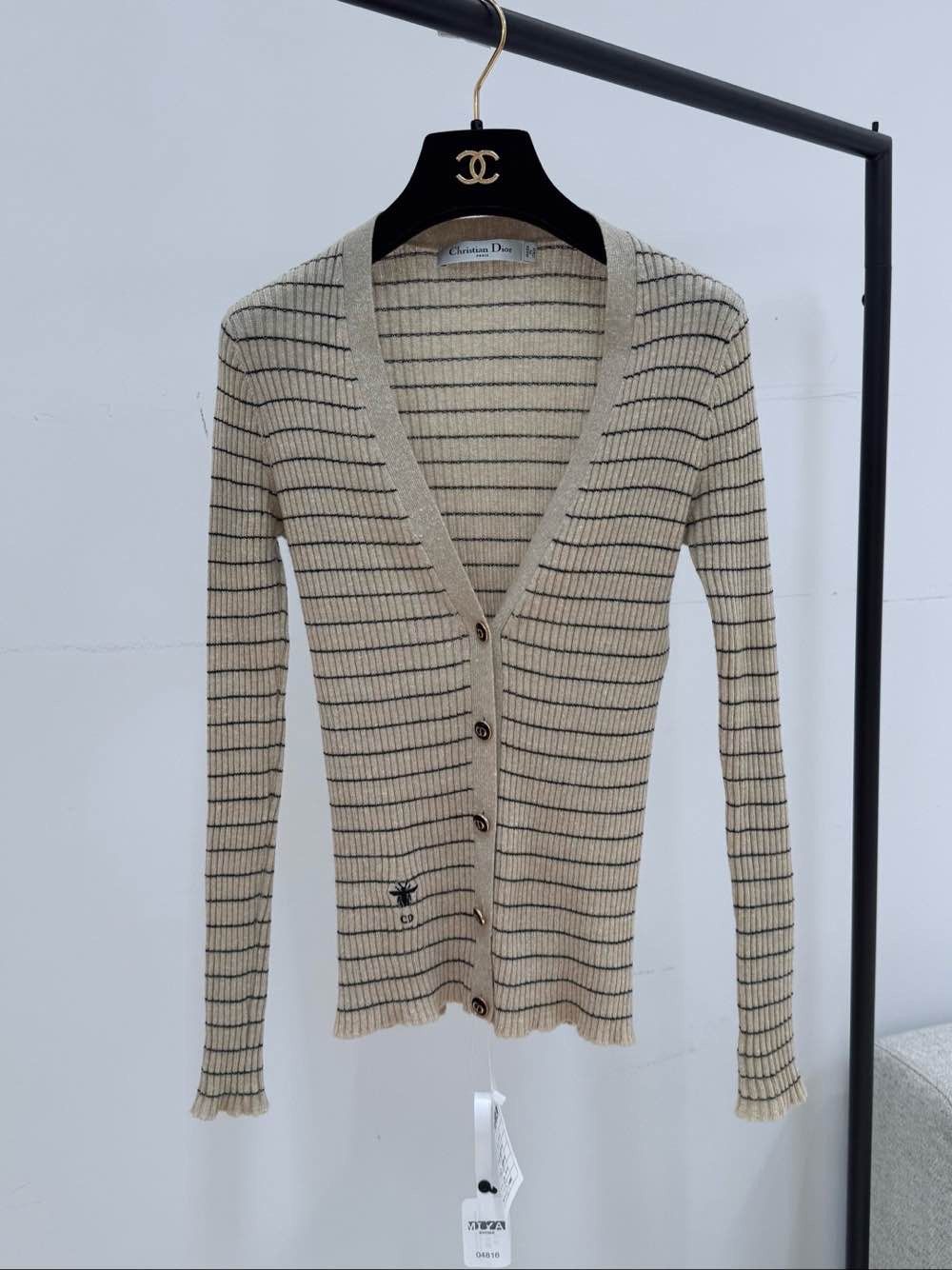 Dior Dior Striped Bee Embroidery Cardigan Size 34 Size XS / US 0-2 / IT 36-38 - 1 Thumbnail