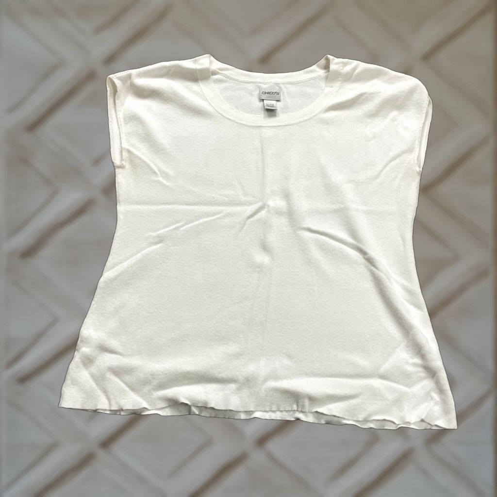 Vintage VINTAGE Chico's Womens T-Shirt Shirt M White Short Sleeve Knit Casual Top Summer 2020s Size M / US 6-8 / IT 42-44 - 1 Thumbnail