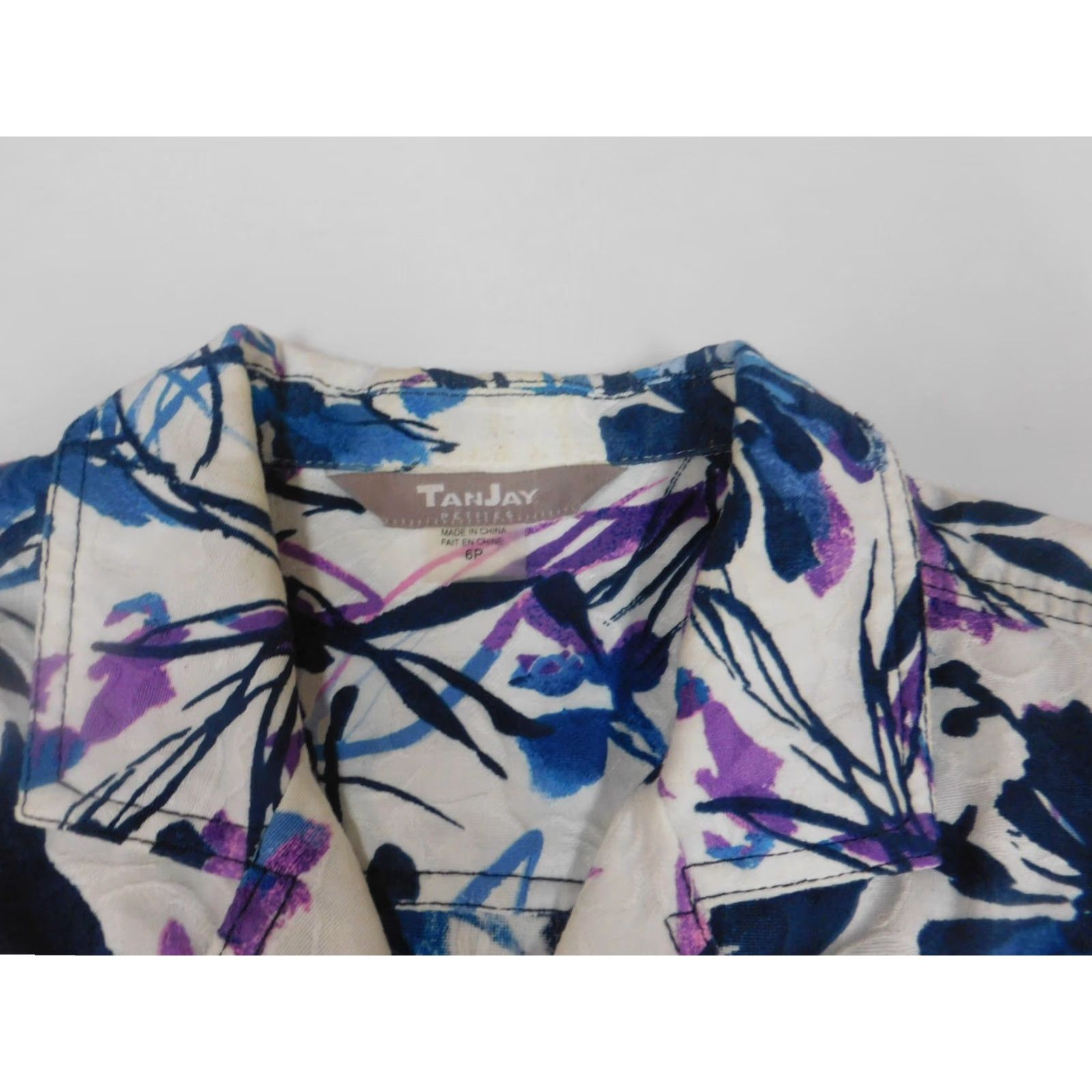 Vintage Tanjay Womens Jacket 6P Floral Button Down Collar Blue Knit Embroidered Solid Long Sleeve Mid-Length Casual Fall Spring 6P Petite Womens Jacket Size M / US 6-8 / IT 42-44 - 5 Thumbnail