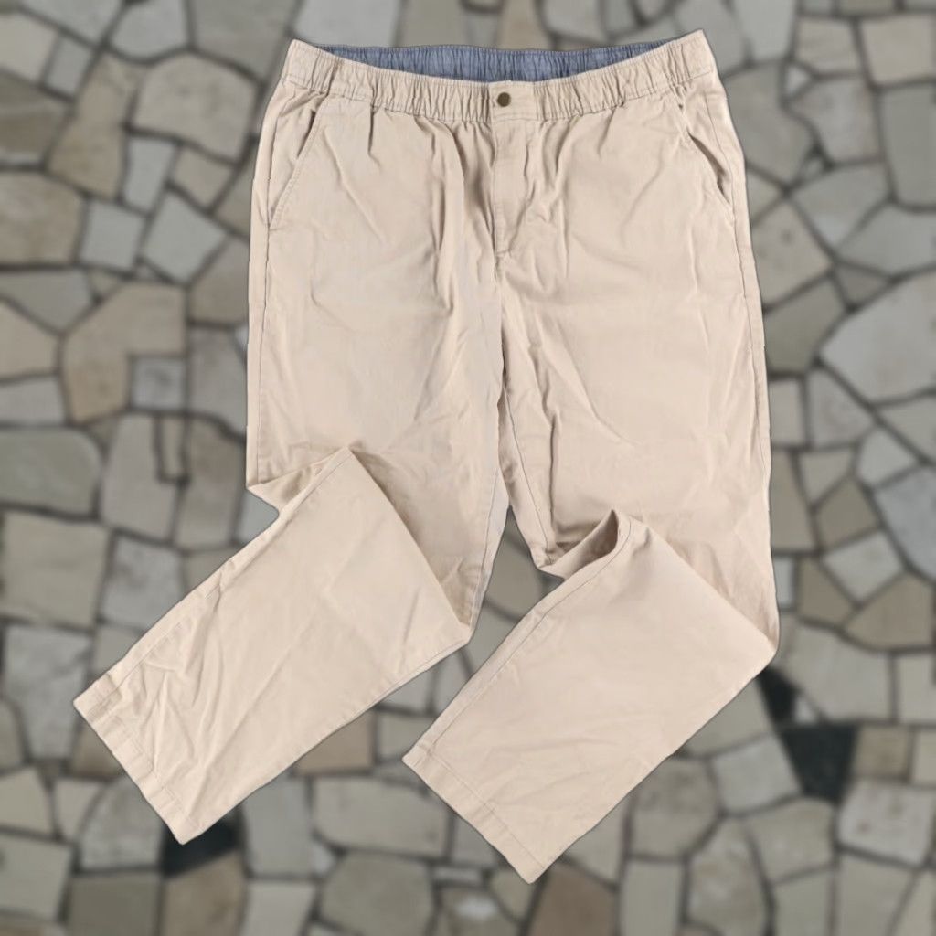 Vintage LL Bean Stretch Elastic Waist Khaki Chino Pants Khaki Men's XL Size US 36 / EU 52 - 1 Thumbnail