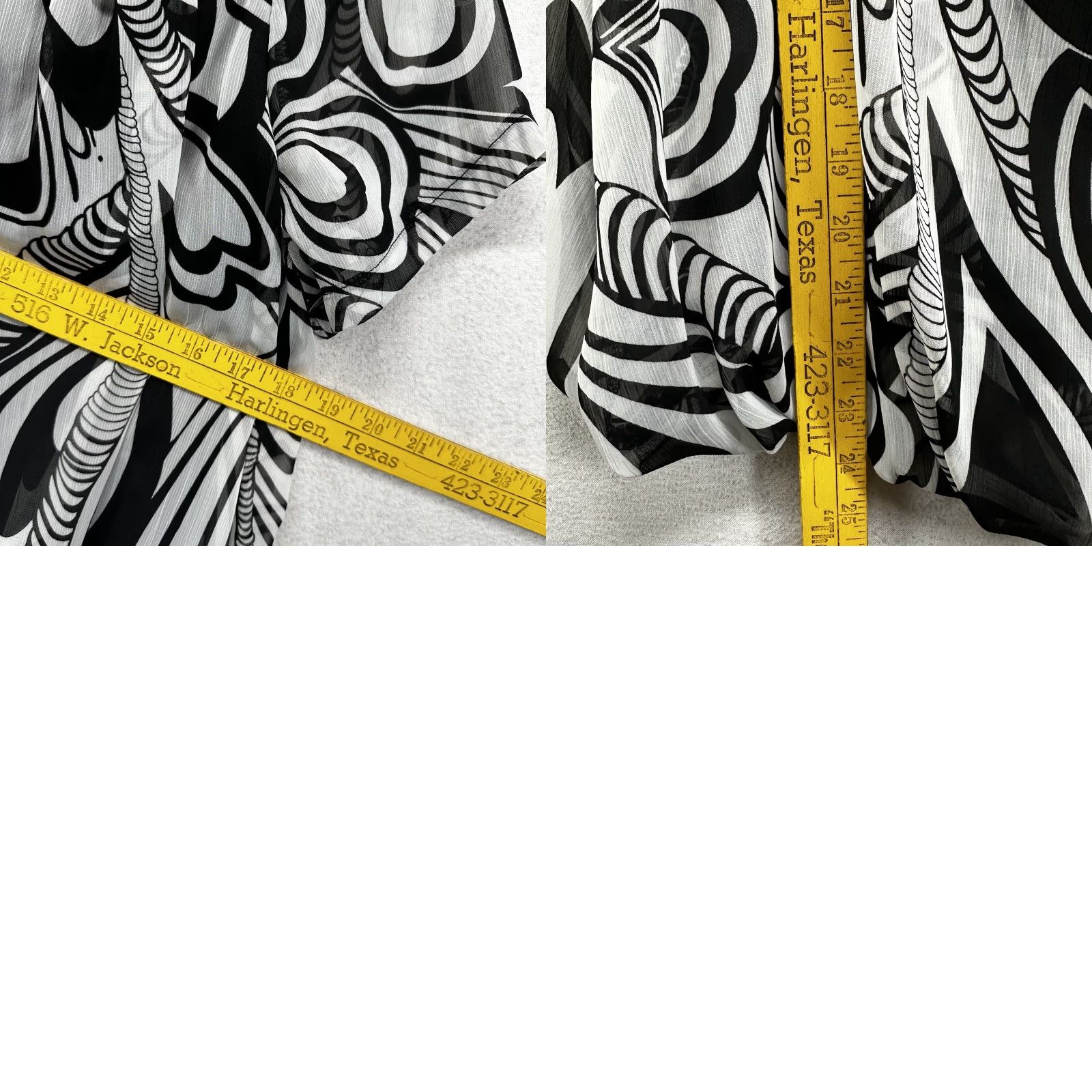Vintage **Retro 70s Women's Medium Geometric Black & White Bow Top** User: **Retro 70s Women's Medium Geometric Black & White Bow Blouse** Size M / US 6-8 / IT 42-44 - 9 Thumbnail