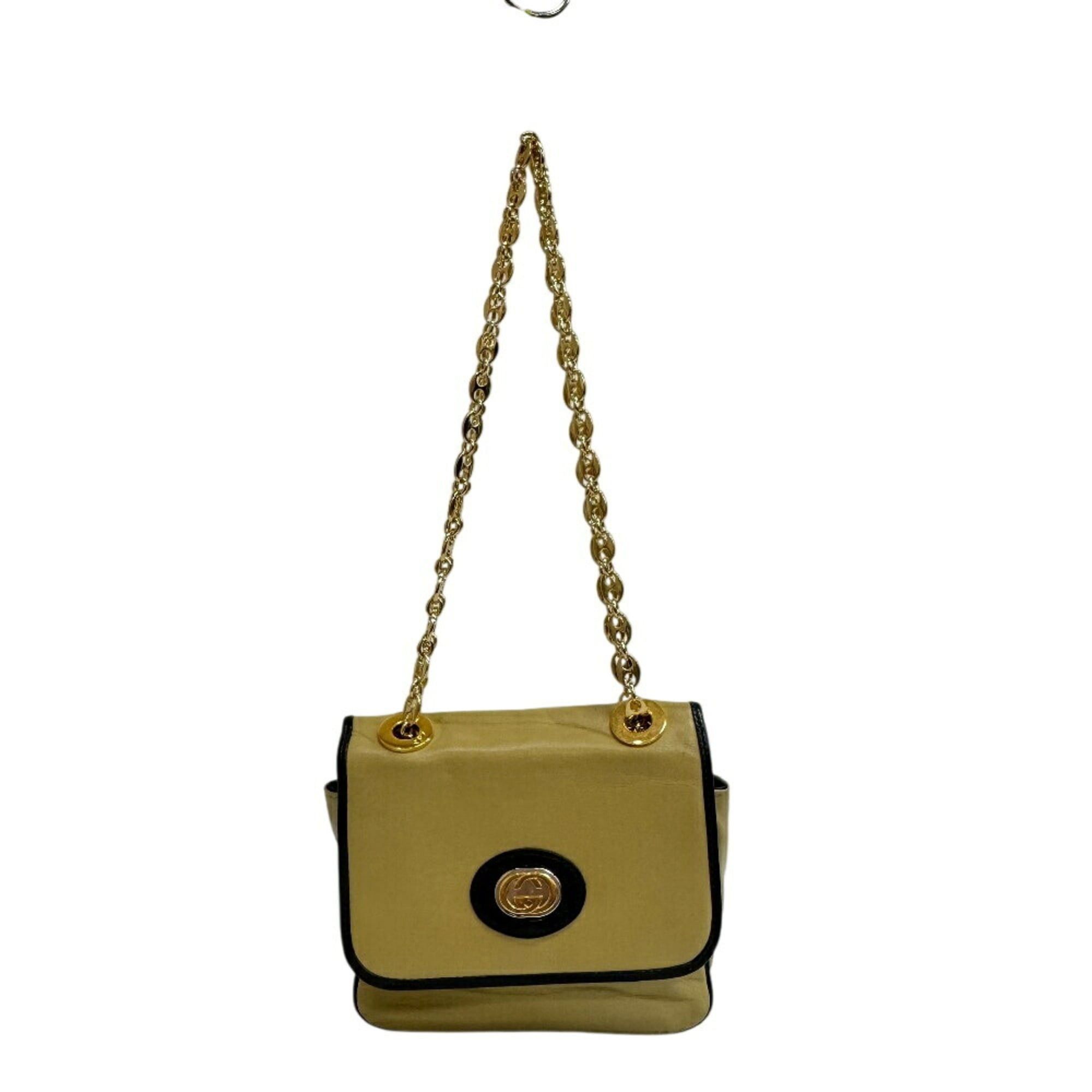 Gucci GUCCI 576423 Chain Handbag Flap Interlocking G Shoulder Bag Beige Size ONE SIZE - 1 Thumbnail