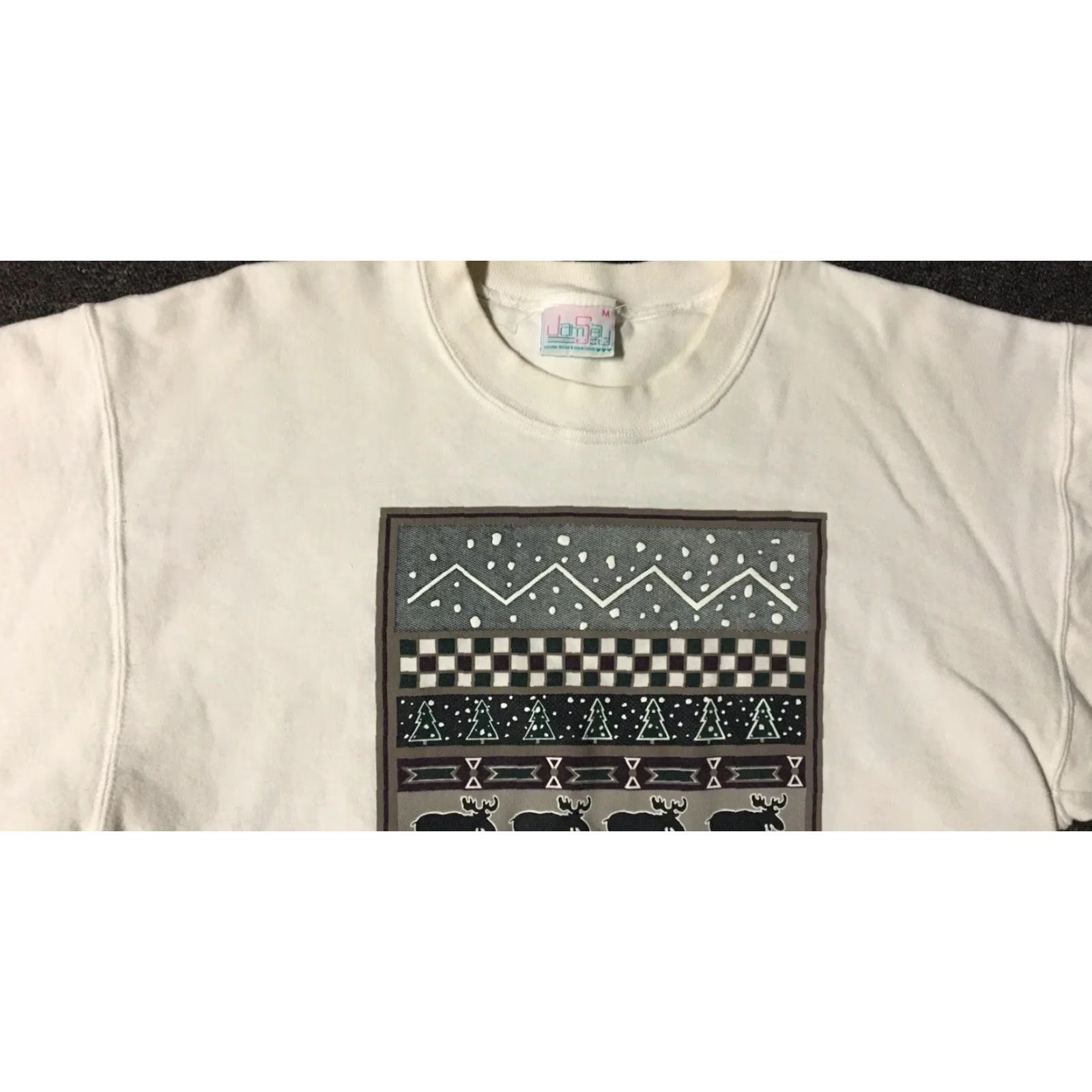 Vintage Vtg 90s Moose Faded Sweatshirt S USA Wildlife Nature Snow Animal Art Grunge 80s Size US S / EU 44-46 / 1 - 4 Thumbnail