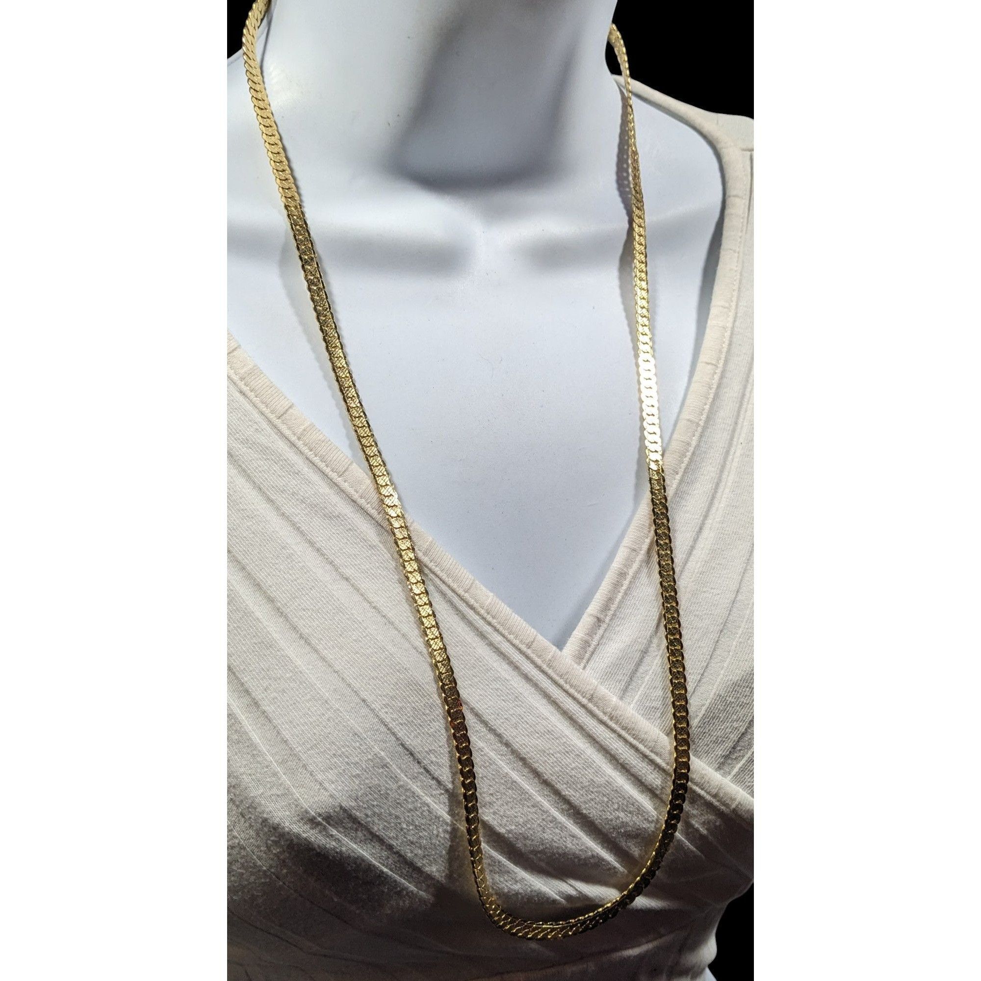 Other Bright Gold Tone Flattened Link Chain Necklace Size ONE SIZE - 5 Thumbnail