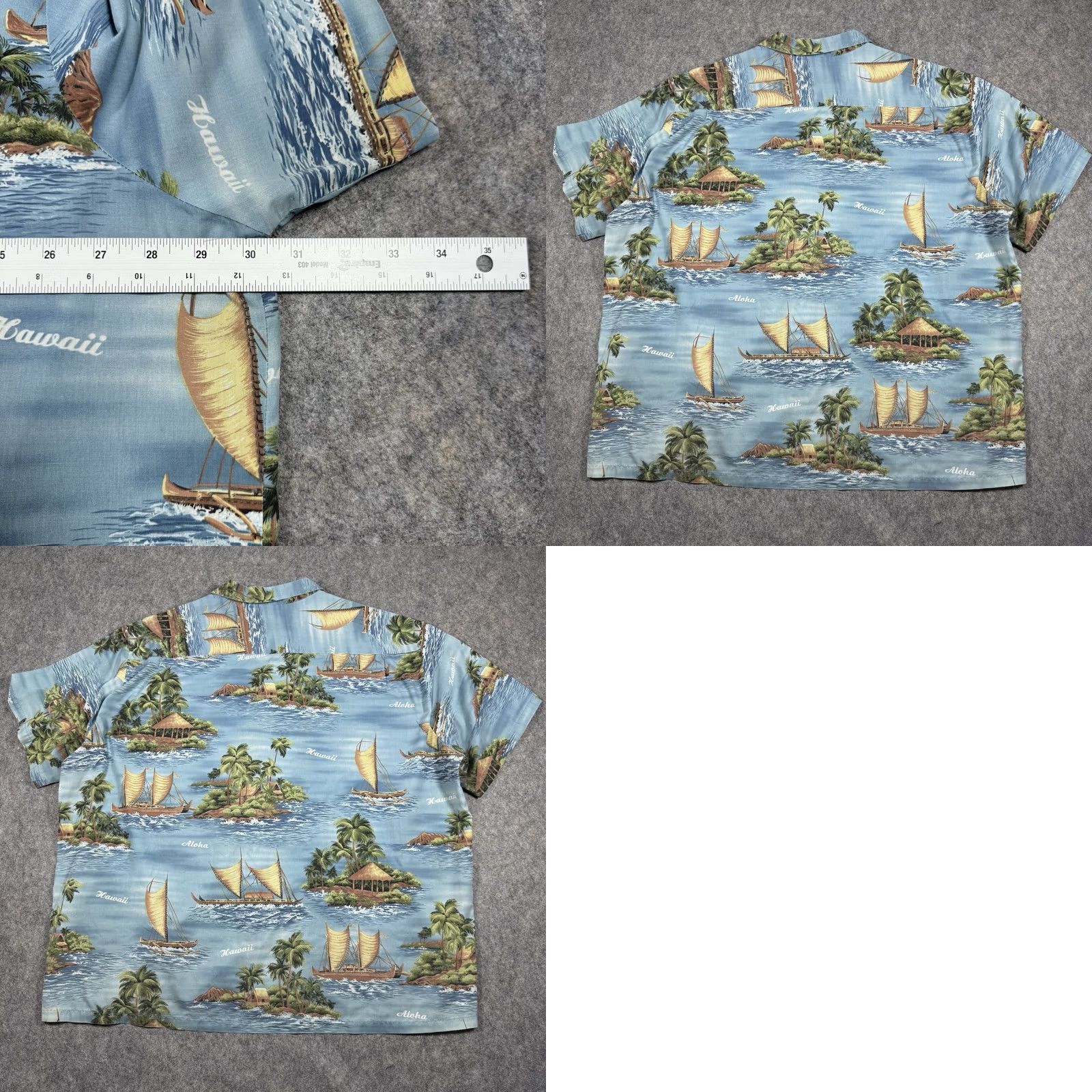 Vintage Jade Fashions Hawaiian Short Sleeve Shirt Men's 4XL Blue Island Sailing Theme Shirt Size US XXL / EU 58 / 5 - 8 Thumbnail