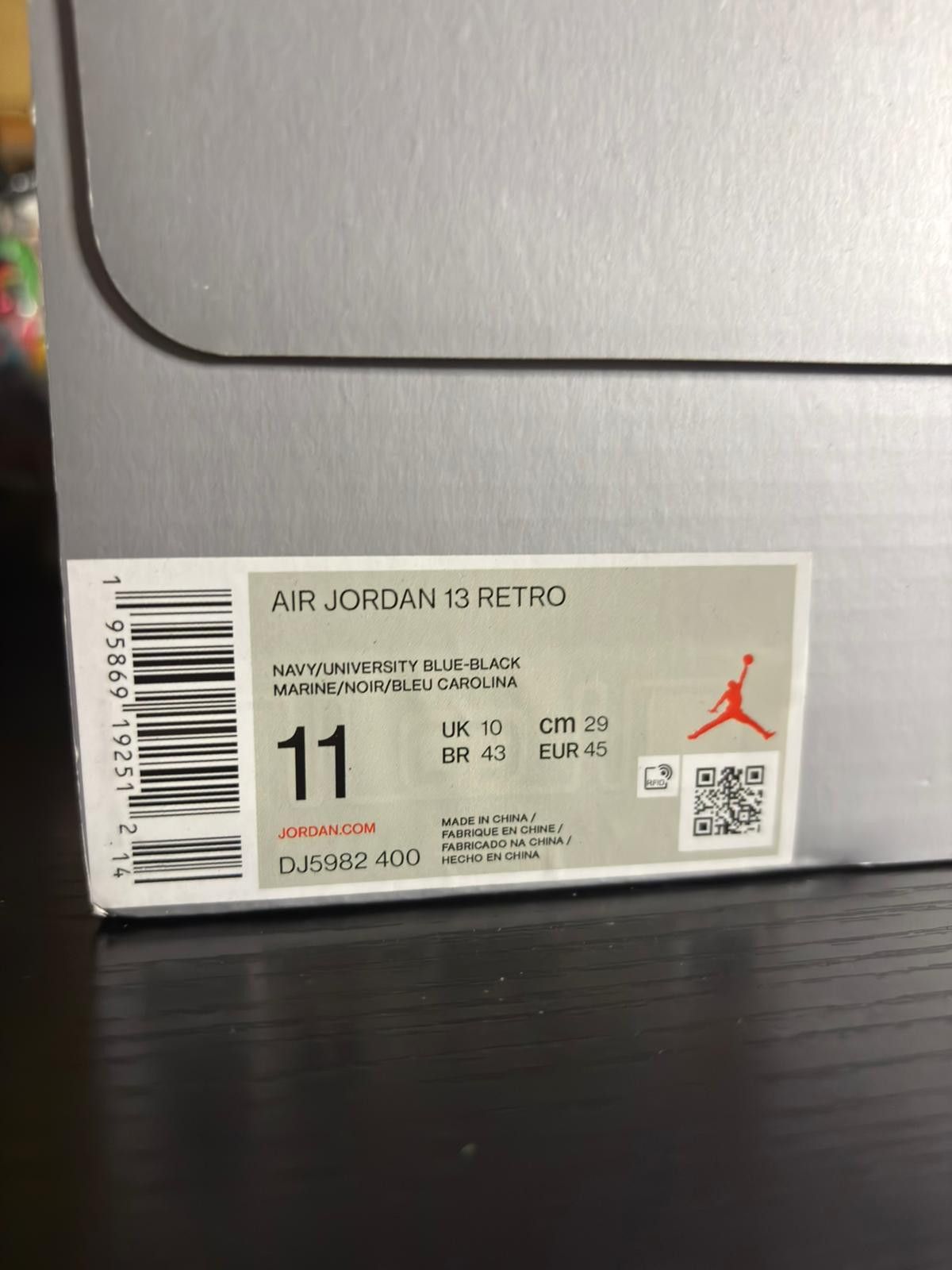 Jordan Brand Nike Air Jordan 13 Retro Black "University Blue" Size US 11 / EU 44 - 9 Thumbnail