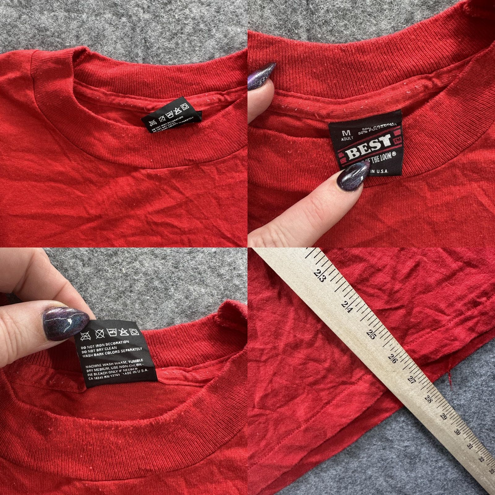 Fruit Of The Loom VINTAGE Sprint Shirt Mens Medium Red Community Volunteer Cares! Tee Made USA 90s Size US M / EU 48-50 / 2 - 8 Thumbnail