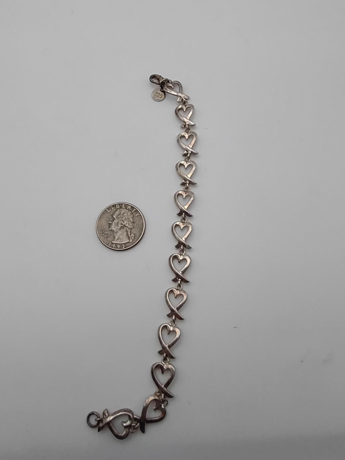 Sterling Silver Sterling Silver Open Heart Link Bracelet 10.4g Size ONE SIZE - 2 Thumbnail