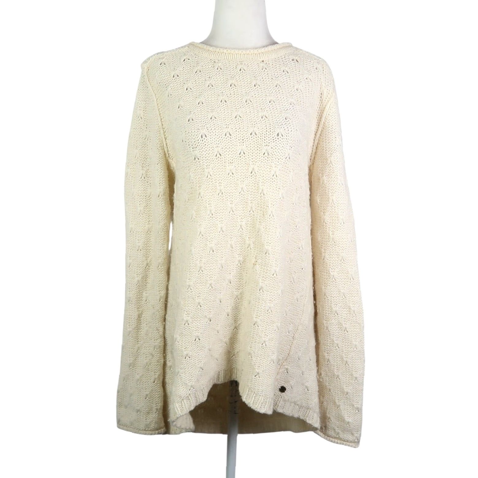 Eddie Bauer Eddie Bauer Cream Lambswool Pointelle Knit Pullover Sweater M Women Long Sleeve Pullover Wool Knit Casual Fall Winter Cream Size M / US 6-8 / IT 42-44 - 2 Thumbnail