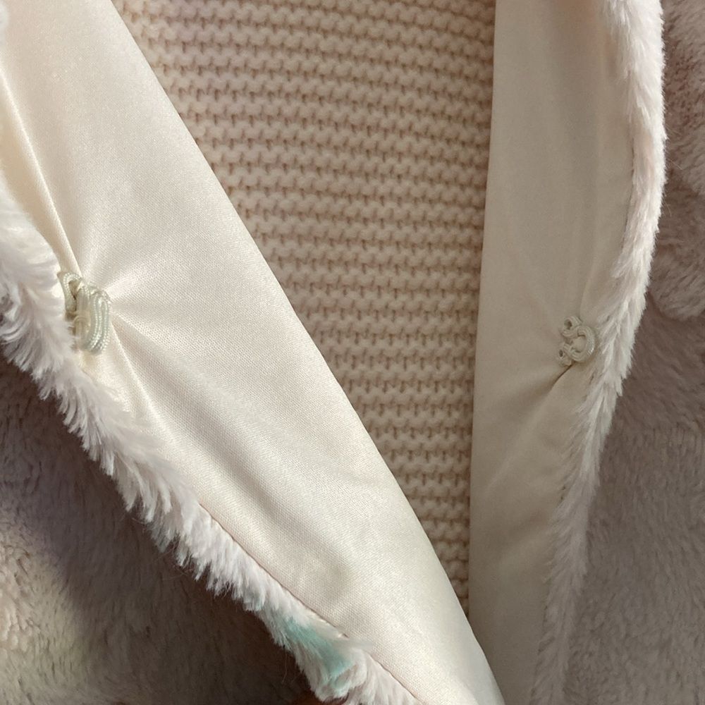 Parker Adyson Parker Faux Fur Vest Ivory Knit Back Sleeveless Cardi Size XXL / US 16-18 / IT 52-54 - 10 Thumbnail