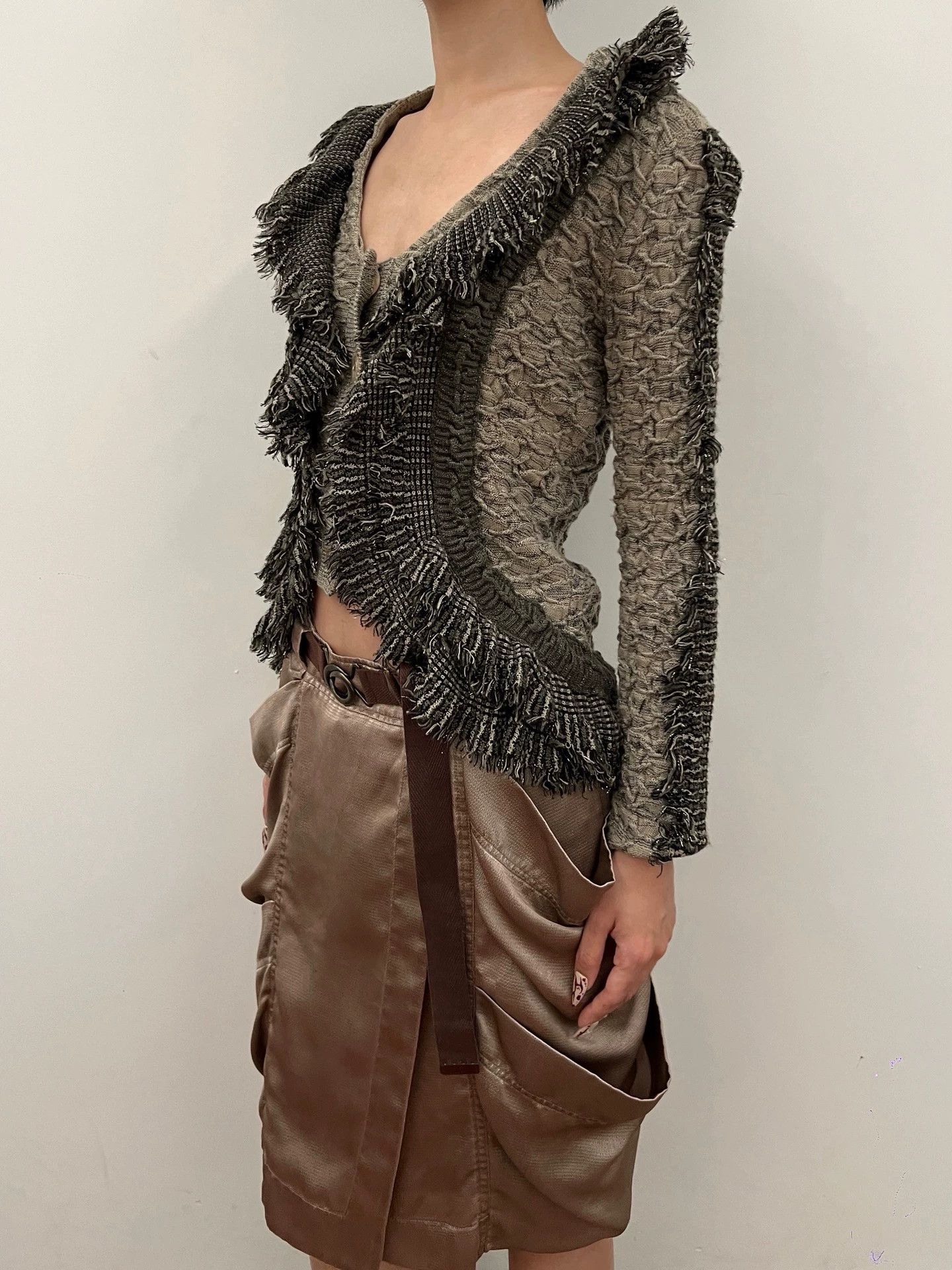 Vintage Italian Brand Striped Tassel Textured Jacket M Size M / US 6-8 / IT 42-44 - 4 Thumbnail