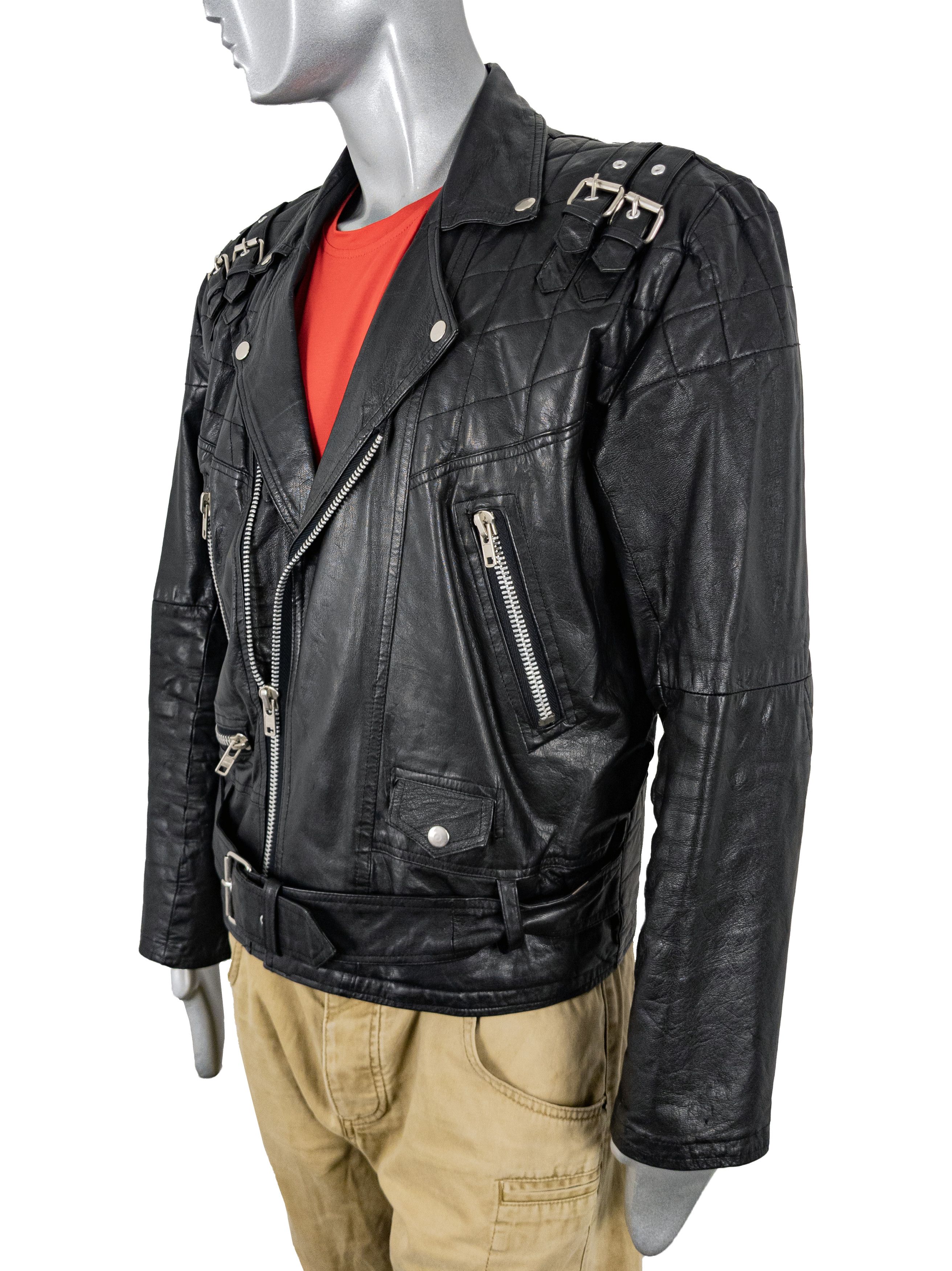 Vintage Vintage 80s Diamond Black Leather Motorcycle Biker Jacket Size US M / EU 48-50 / 2 - 7 Thumbnail