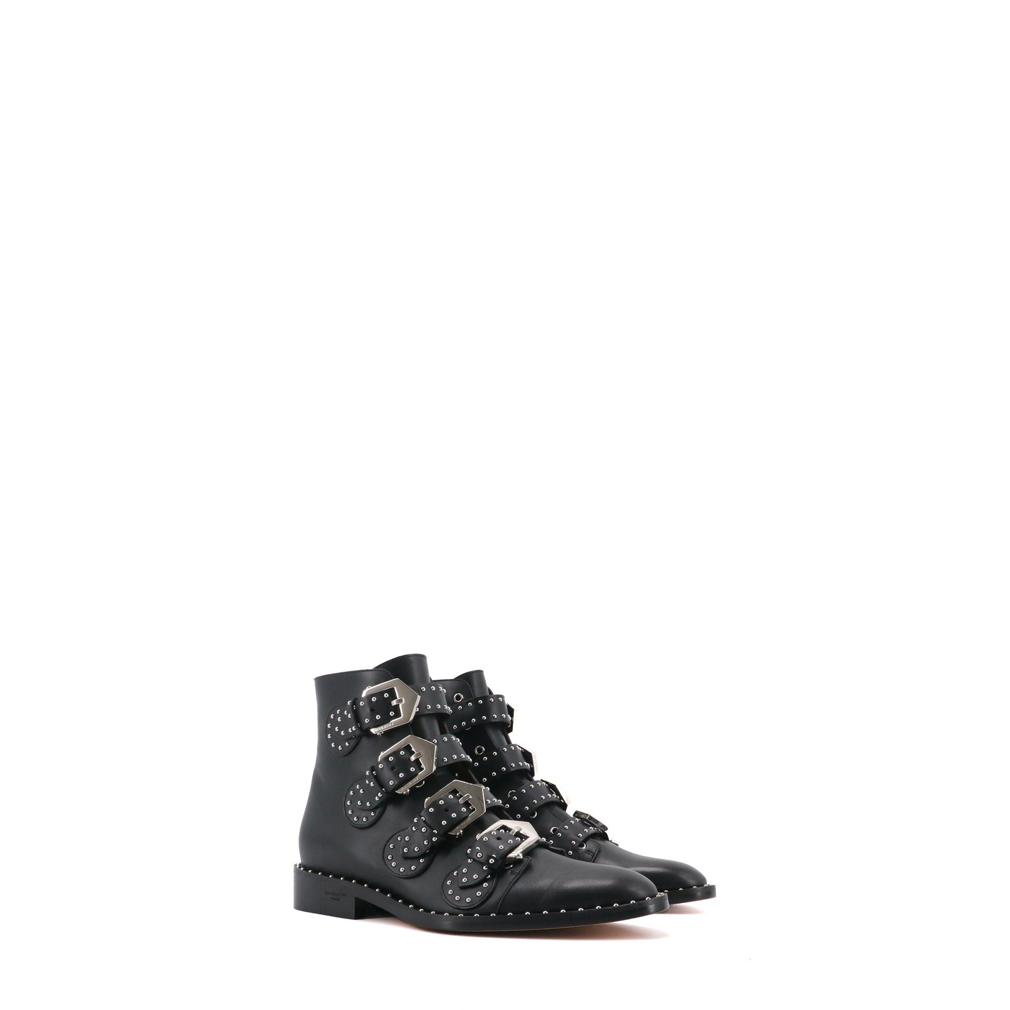 Givenchy GIVENCHY - Givenchy ankle boots with buckles decorated with studs in black leather (T37) Size US 6 / IT 36 - 1 Thumbnail