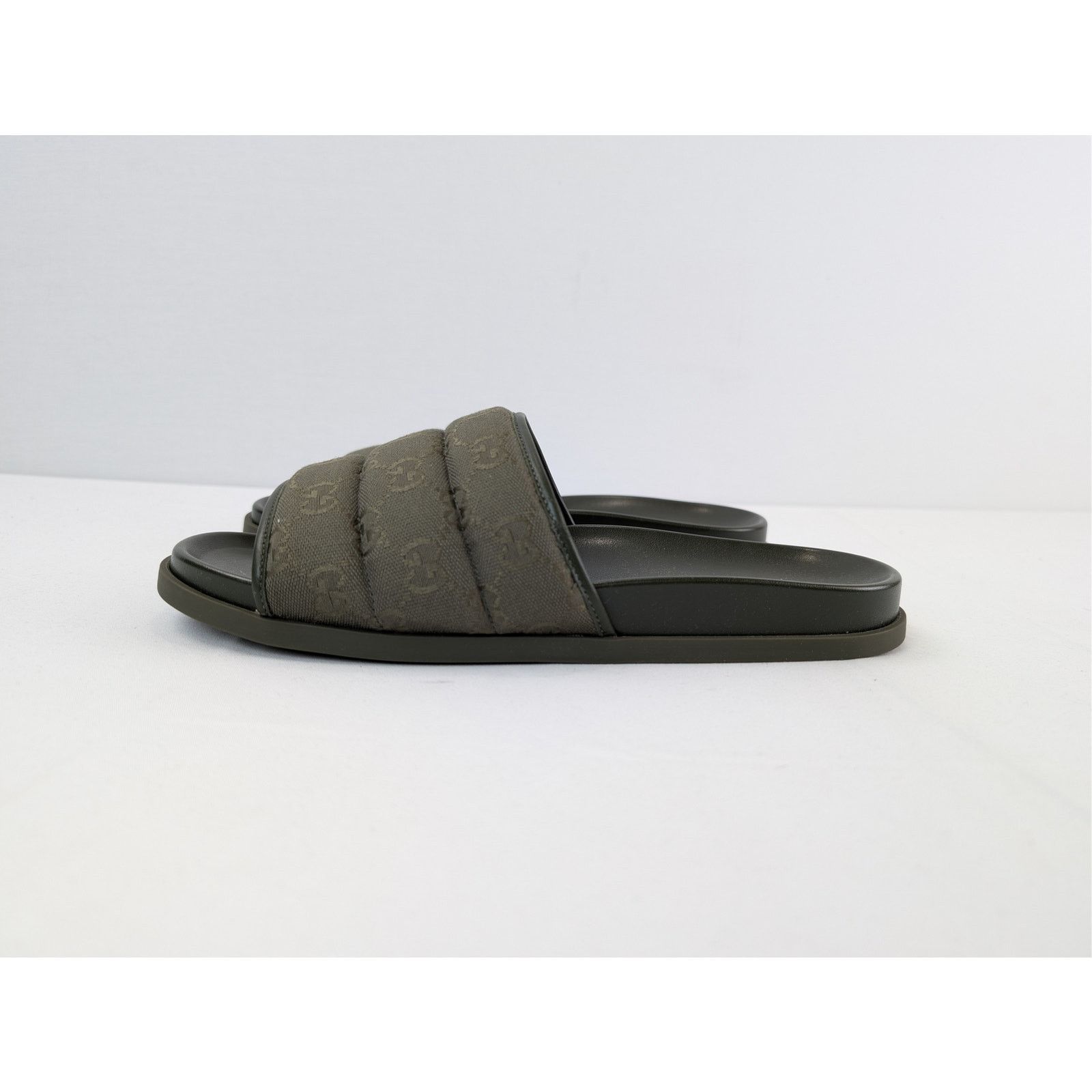Gucci o1rshd1 Men's Padded mules with GG pattern Slippers in Olive Size US 9.5 / EU 42-43 - 9 Thumbnail