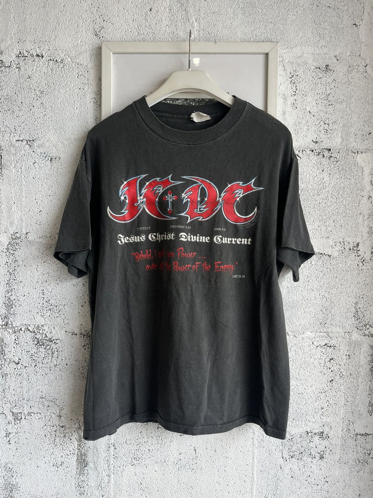 Vintage Vintage JCDC Jesus Parody AC/DC 1990’s T-shirt Size US XL / EU 56 / 4 - 2 Thumbnail