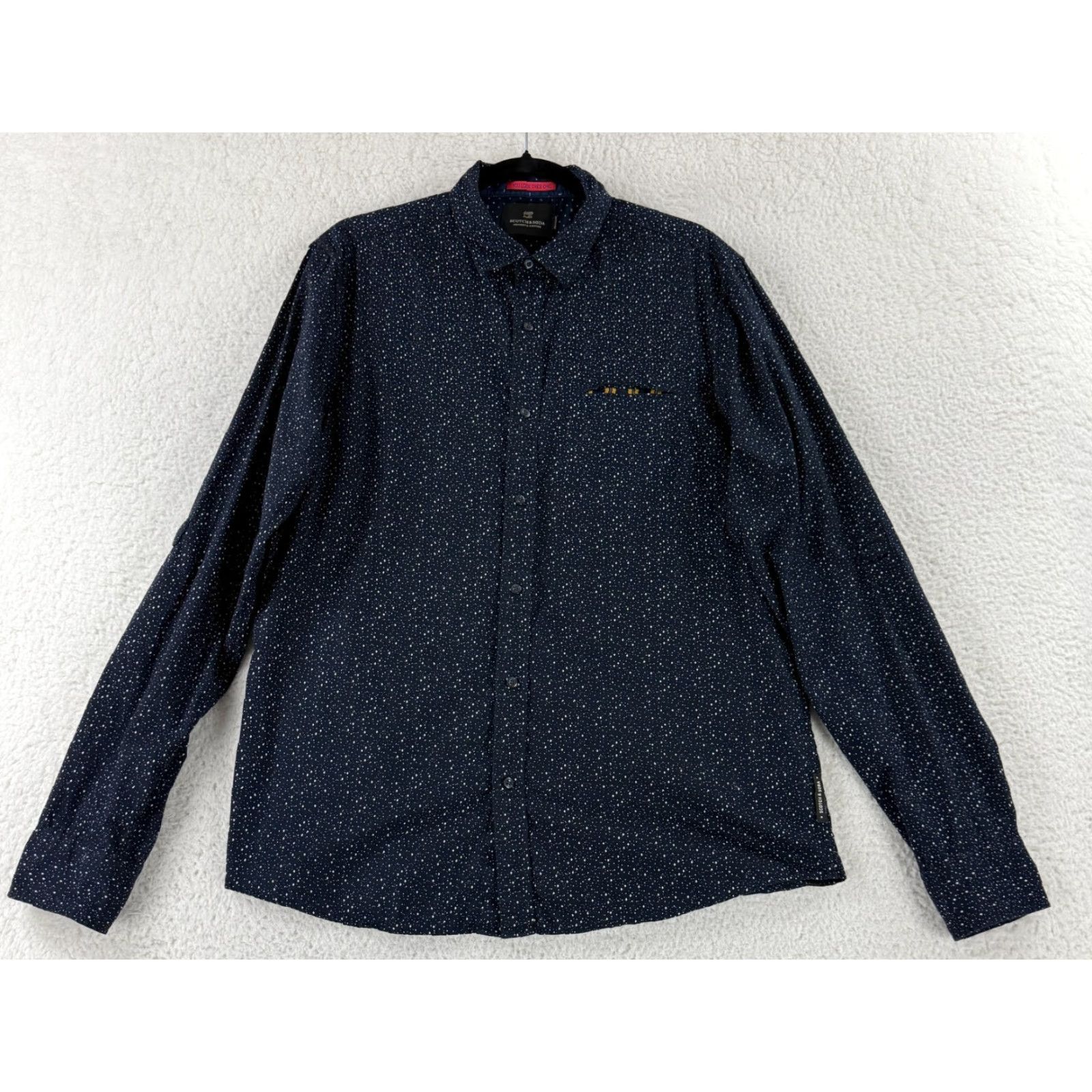 Scotch & Soda Scotch & Soda Button-Up Shirt Mens L Blue Stardust Long Sleeve 100% Cotton Size US L / EU 52-54 / 3 - 2 Thumbnail