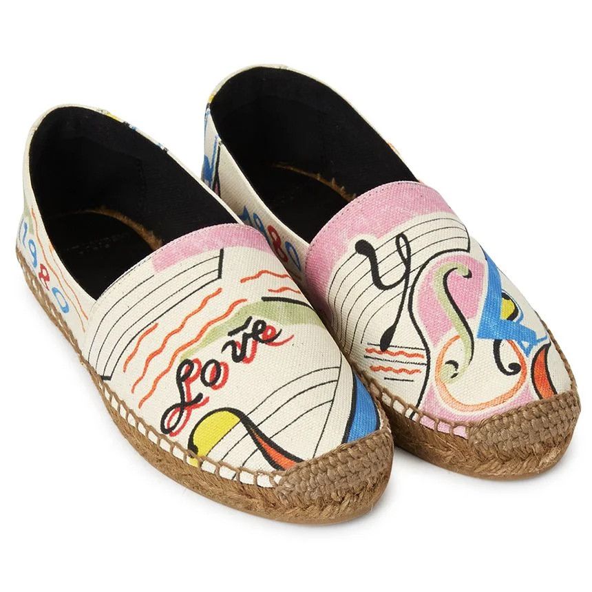 Saint Laurent Paris o1bcso1str1124 Cassandre Embroidered Espadrilles in Ivory Size US 7.5 / IT 37.5 - 5 Thumbnail