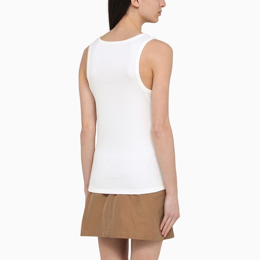 Moncler o1d2blof0924 Cotton Tank Top With Logo in White Size M / US 6-8 / IT 42-44 - 3 Thumbnail