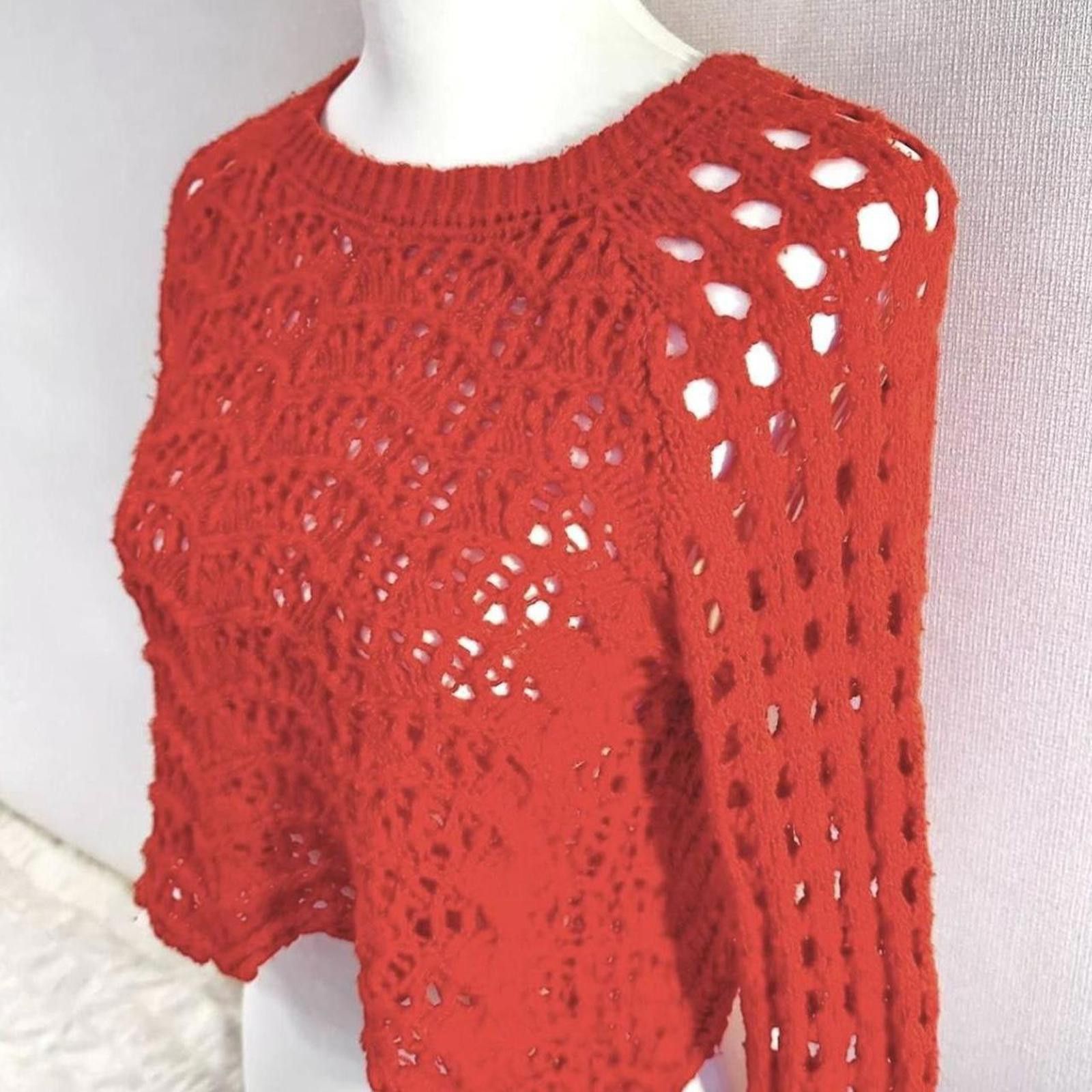 Other Red boho 2000s style chunky red knit top Size S / US 4 / IT 40 - 2 Thumbnail