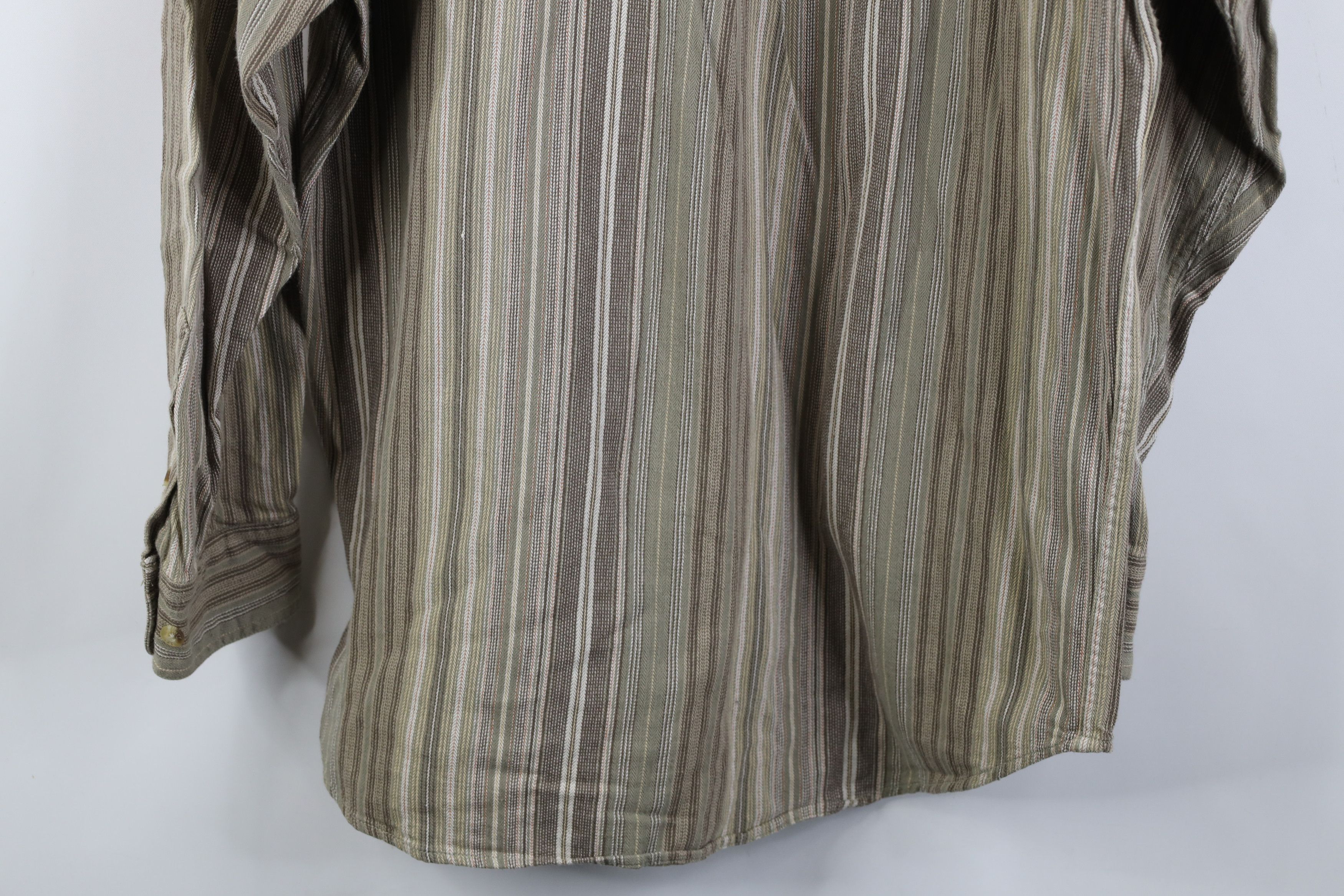 Vintage Vintage 90s Streetwear Button Down Shirt Earth Tone Striped Size US XL / EU 56 / 4 - 12 Thumbnail