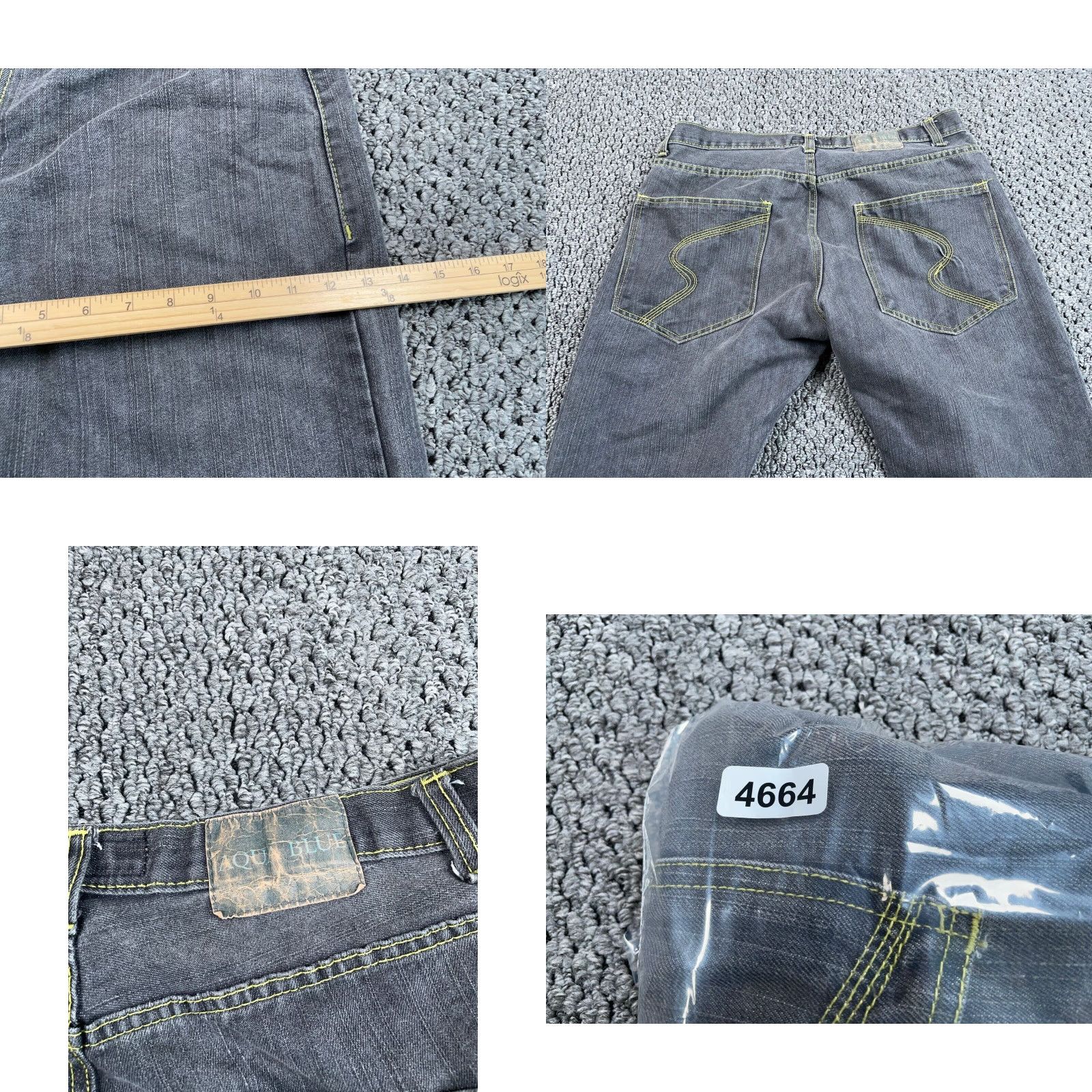 Vintage VINTAGE Y2K Men's Baggy Fit Jeans 38/32 Dark Gray Denim Loose Straight 90s Grunge Retro Size US 37 - 8 Thumbnail