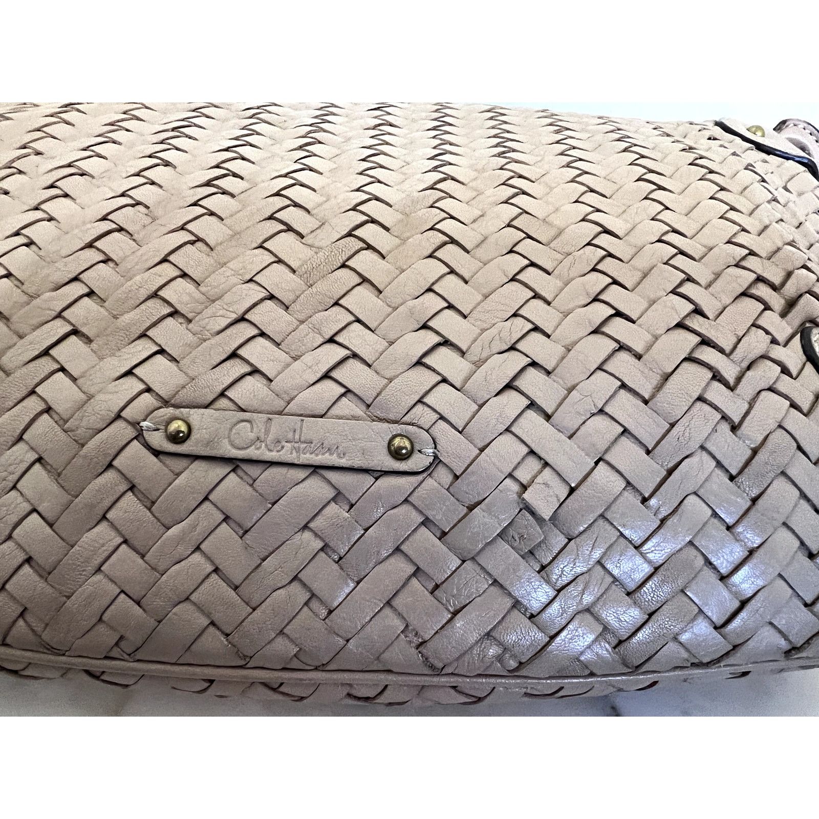 Cole Haan RARE 2006-07 Cole Haan VILLAGE WEAVE Flap Tote Taupe Bag Size ONE SIZE - 9 Thumbnail