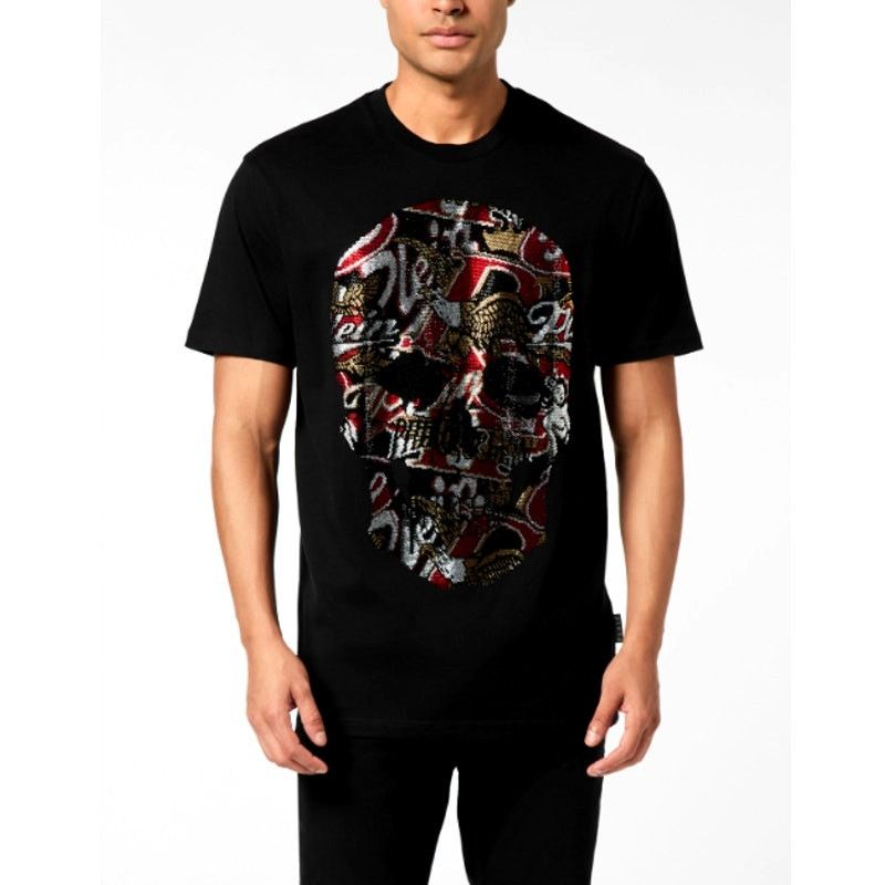 Philipp Plein Philipp Plein Men's Black Skull Stones Round Neck T-Shirt M Size US M / EU 48-50 / 2 - 10 Thumbnail