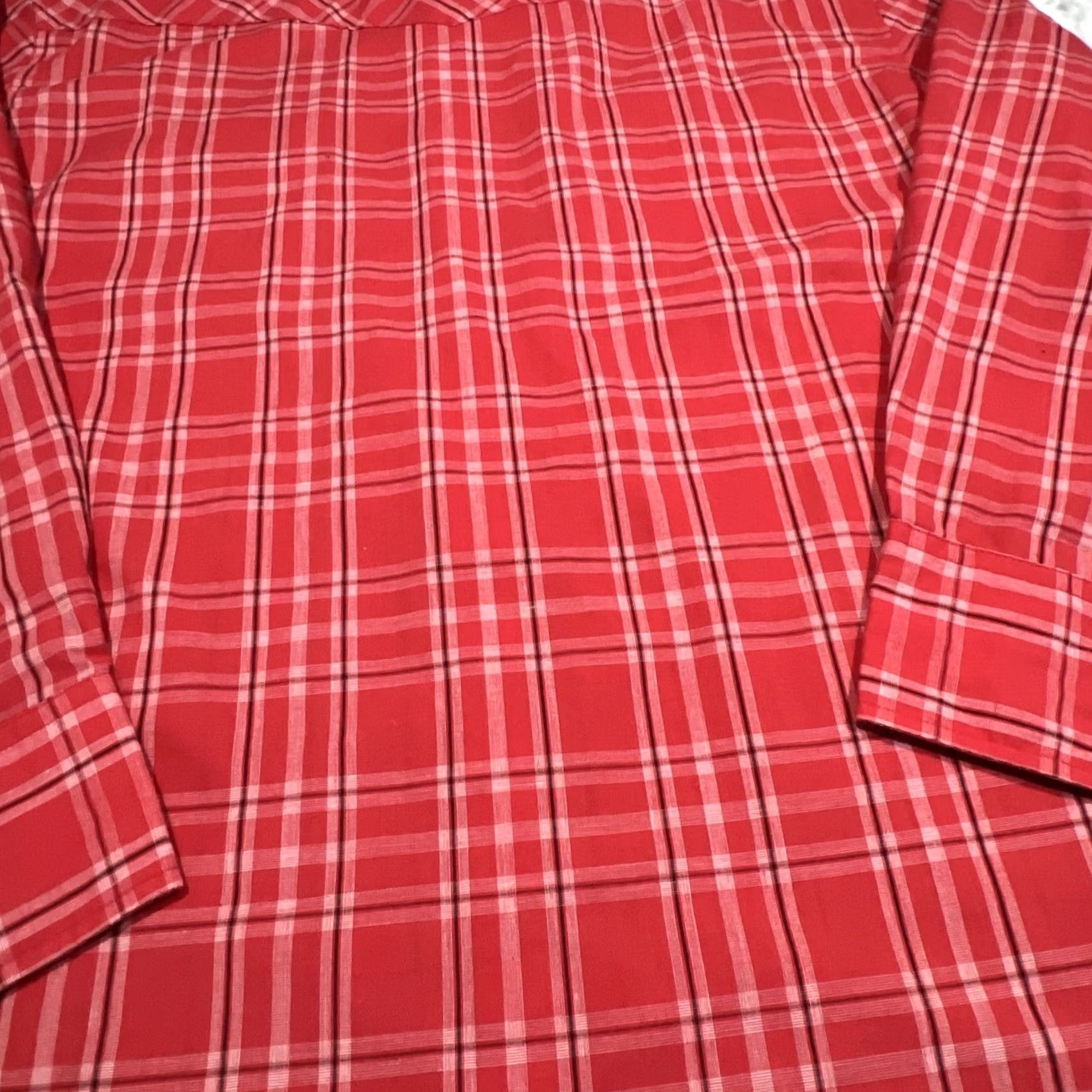 Wrangler VINTAGE Wrangler Western Pearl Snap Shirt Men’s 17.5x36 Tall Lightweight Rancher Red Plaid Long Sleeve Button-Up Cowboys Western Mens Shirt Size US XXL / EU 58 / 5 - 5 Thumbnail