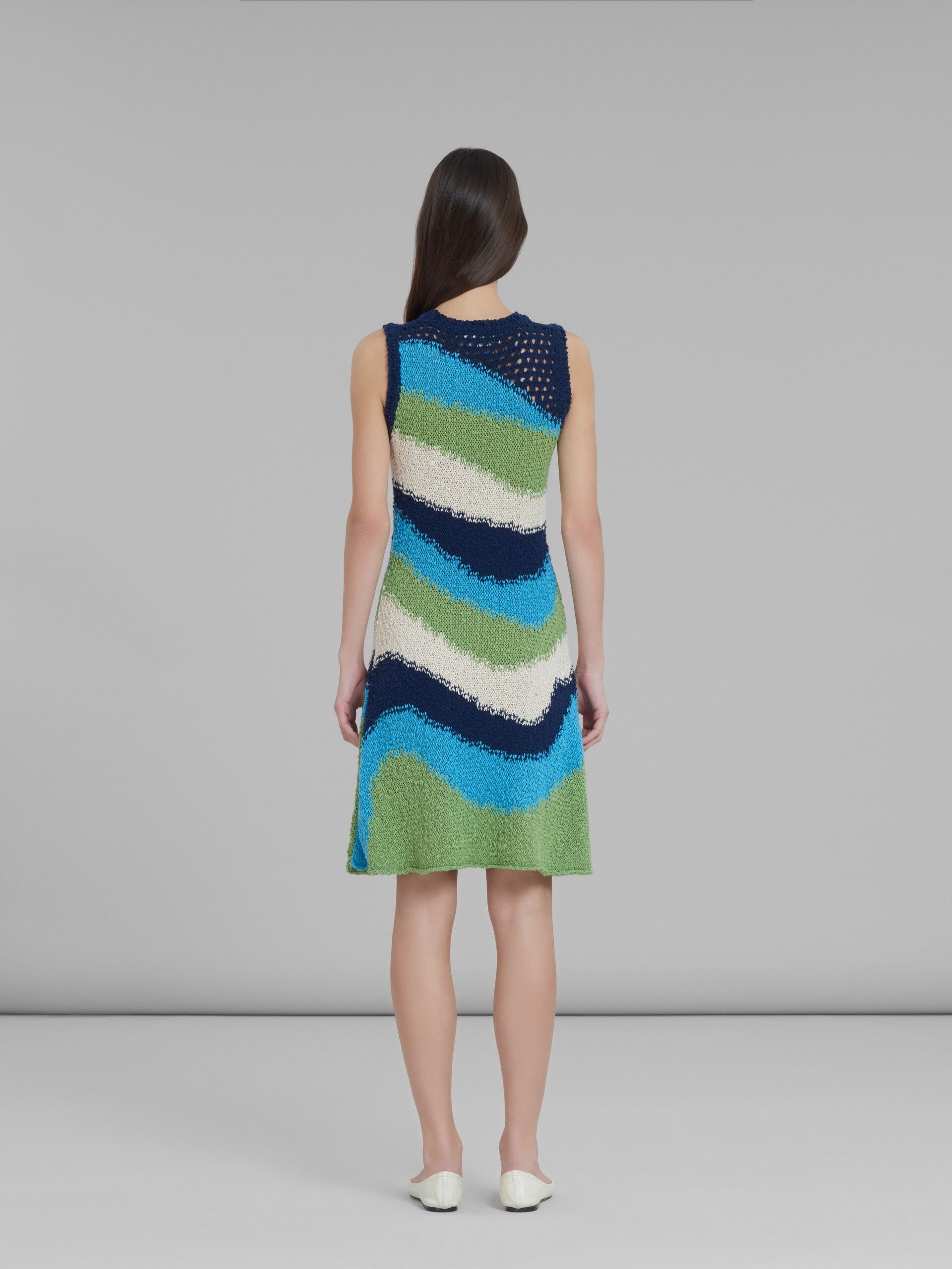 o1w1db10524 Knitted Cotton Mini Dress in Multicolor