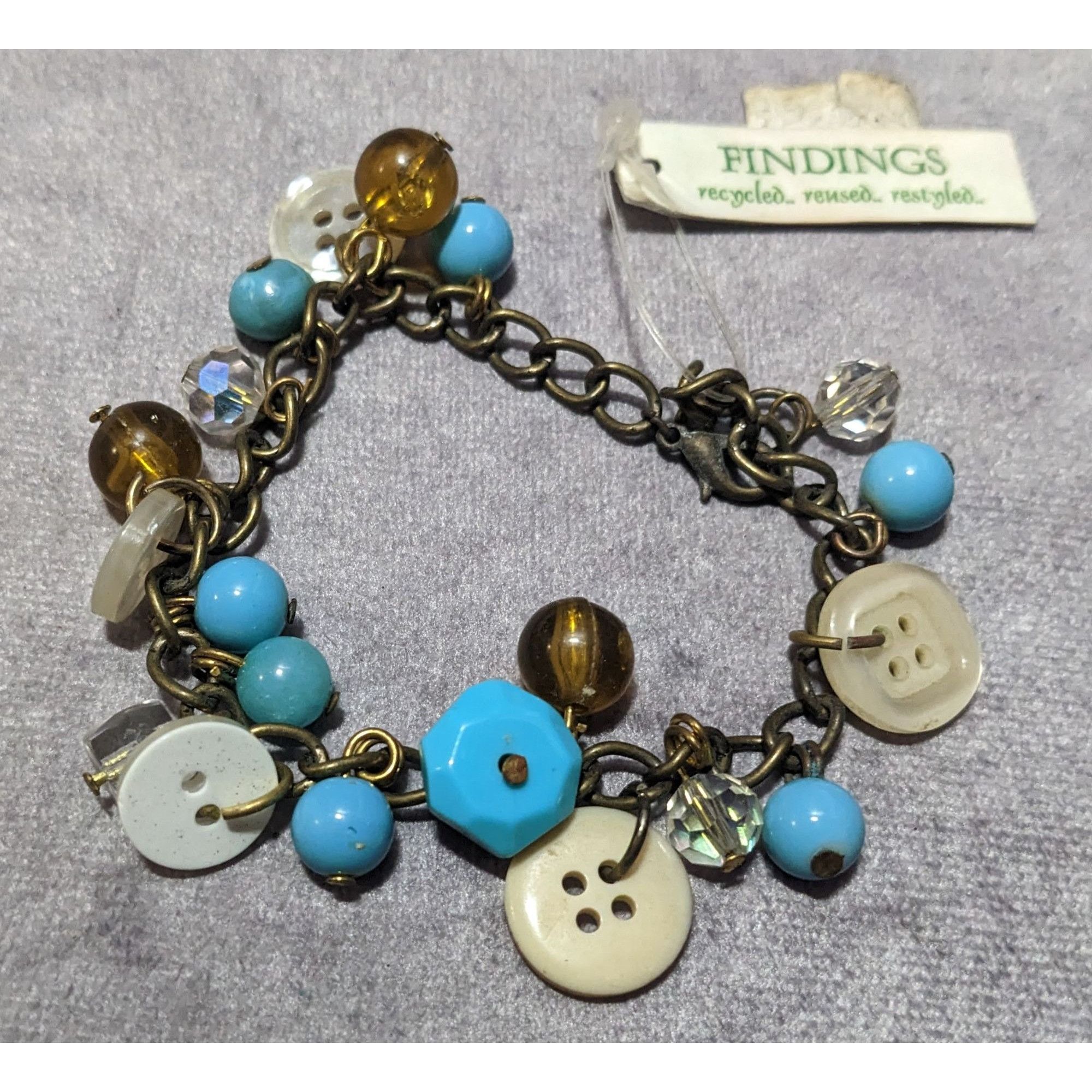 Other Findings Beaded Button Charm Recycled Bracelet Size ONE SIZE - 5 Thumbnail