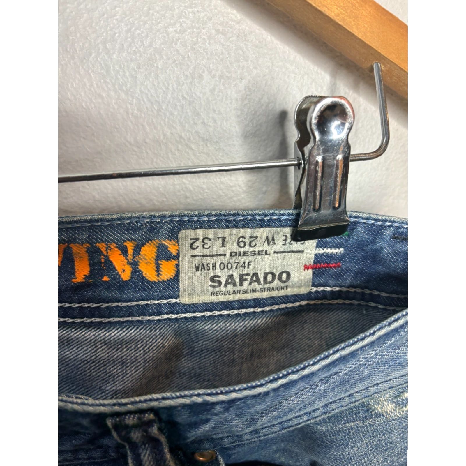 Diesel Diesel Safado Jeans Mens Slim Straight 29x32 Regular Button Fly Blue Denim 1378 8/10 Size US 29 - 3 Thumbnail