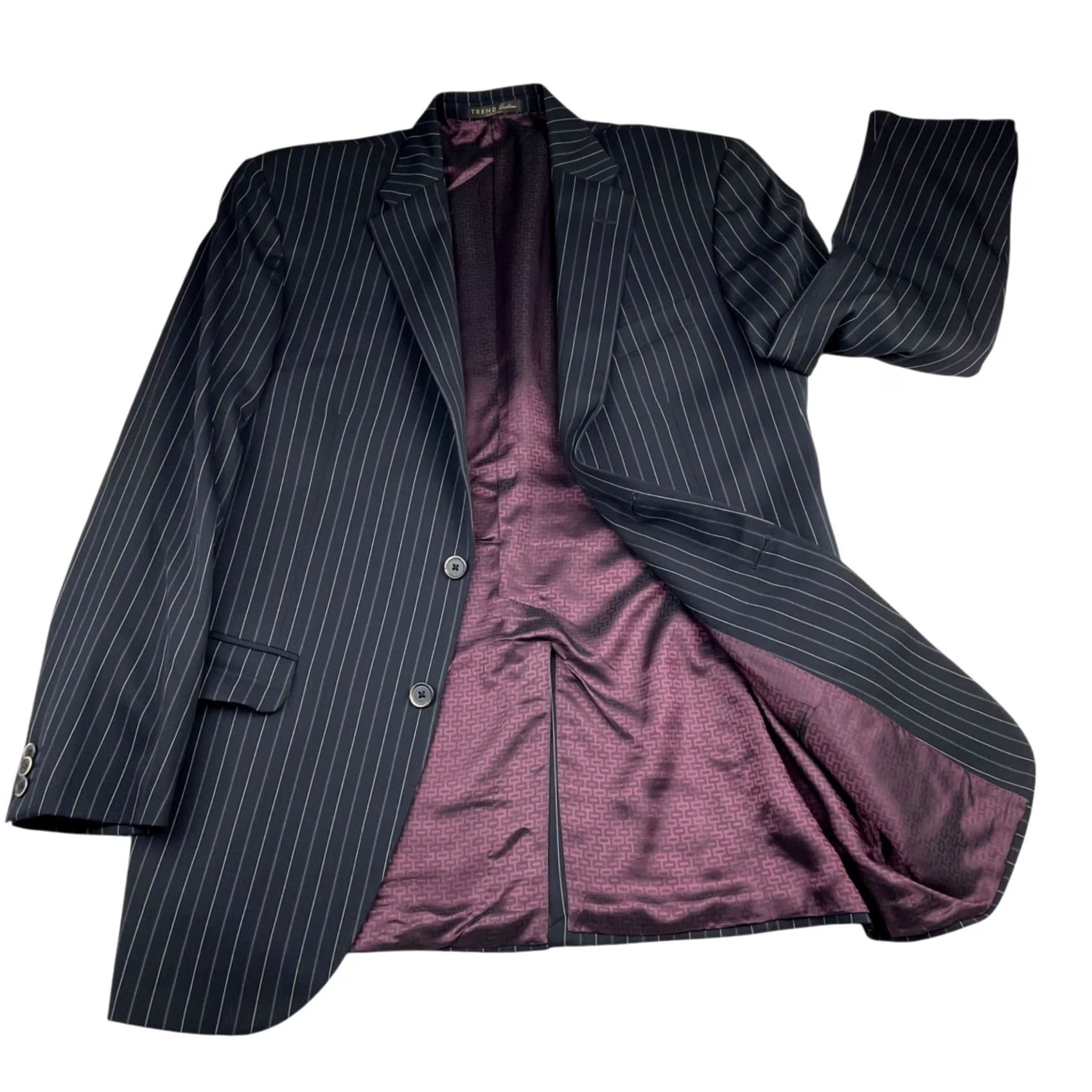 Corneliani Corneliani Trend Men's 2-Button Suit Black Pinstripe • Italy • 42L | 34x32 Size 42R - 3 Thumbnail