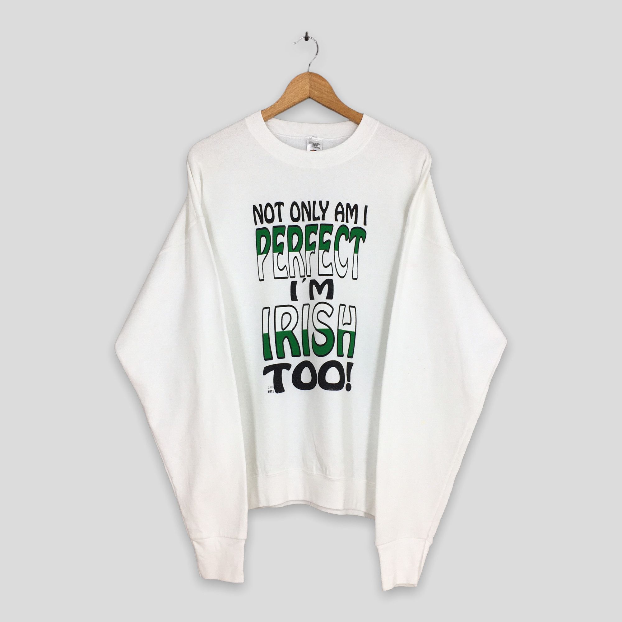 Vintage Vintage 90's Irish Quotes White Sweatshirt XLarge Size US XL / EU 56 / 4 - 1 Thumbnail