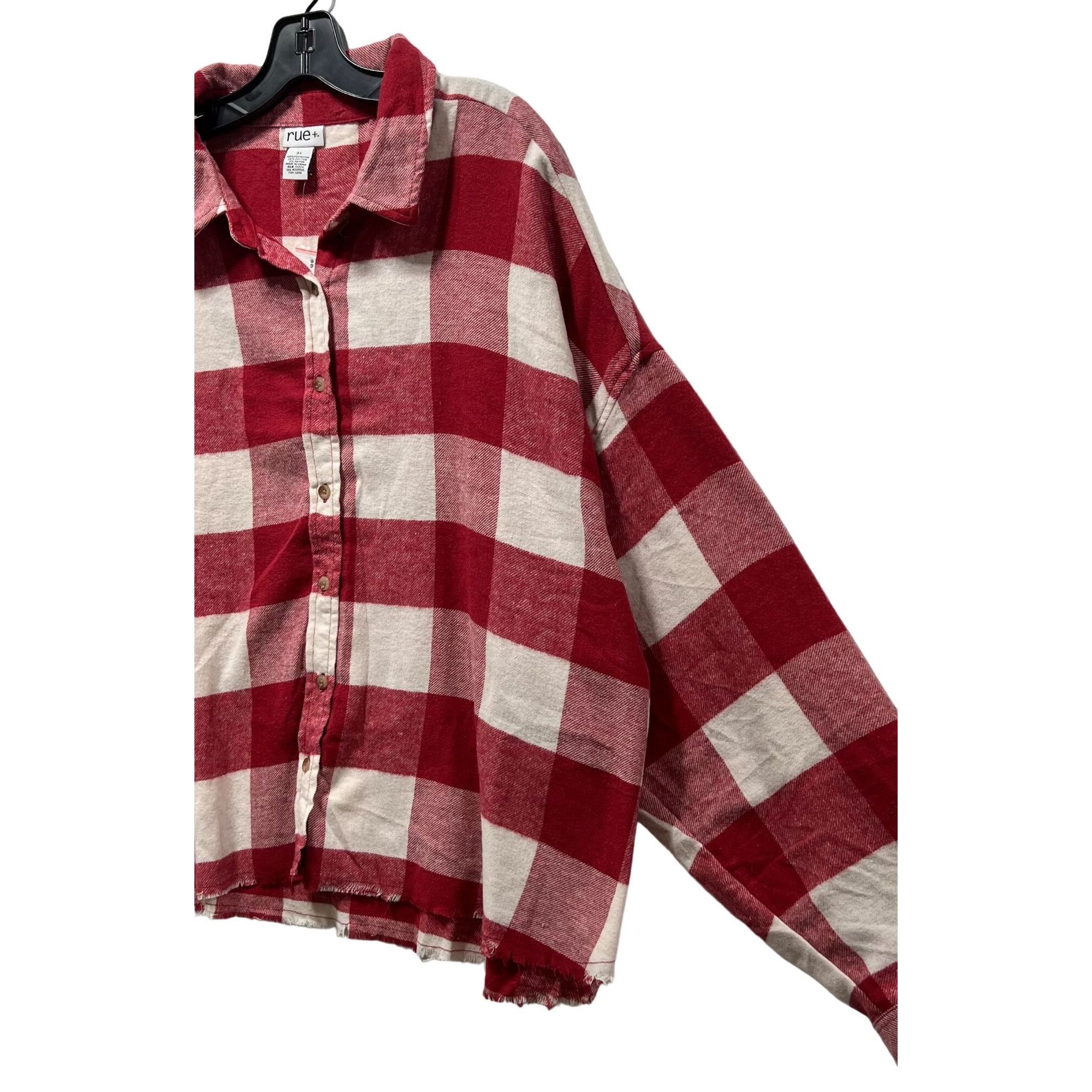 Other Rue + - Women's Long Sleeve Plaid Shirt - Red/White - 3X Size 3XL / US 20-22 - 12 Thumbnail