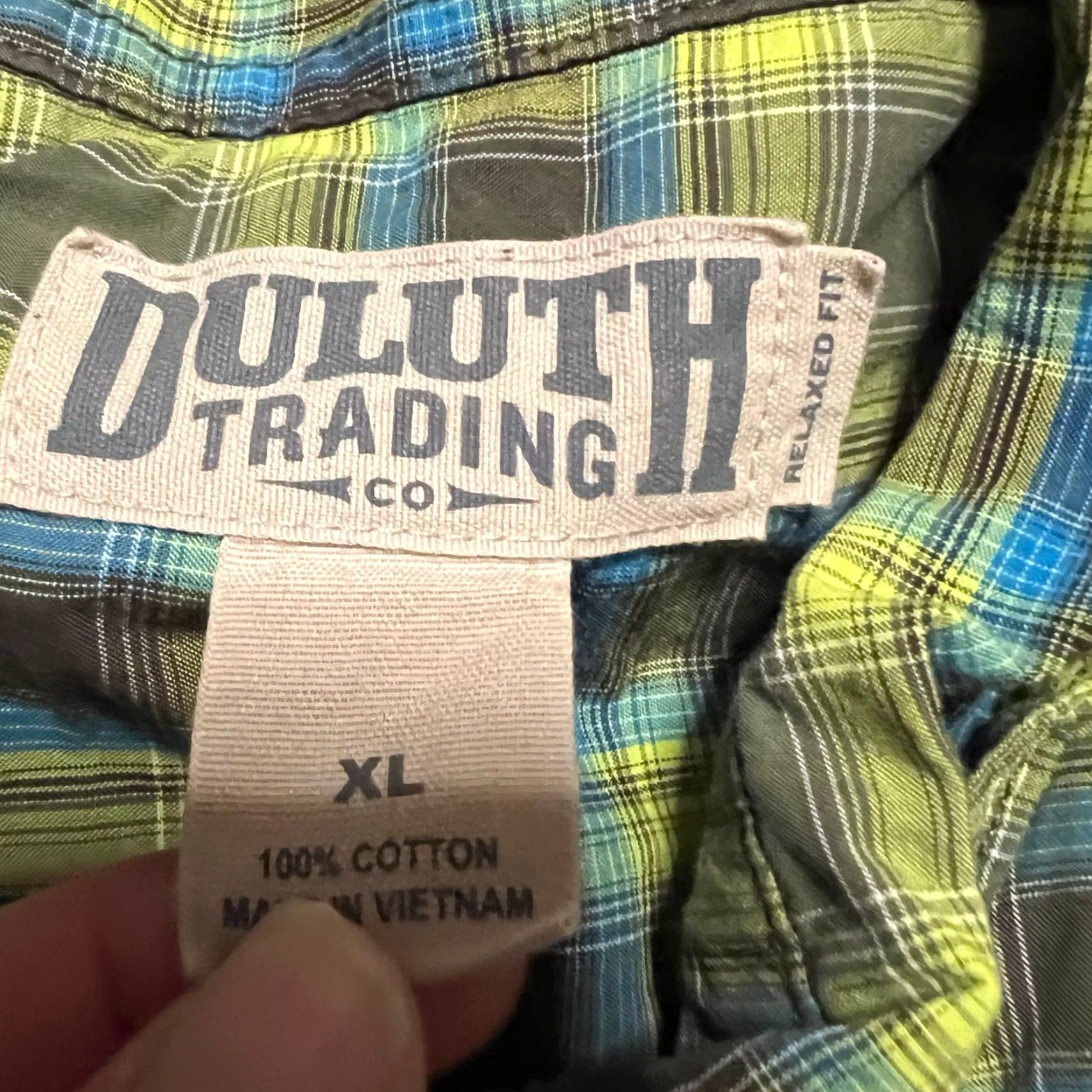 Duluth Trading Company Duluth Trading Shirt Mens XL Trail Hiking BBQ Relaxed Fit Untucked Plaid Green Shirt XL Mens Green Size US XL / EU 56 / 4 - 6 Thumbnail