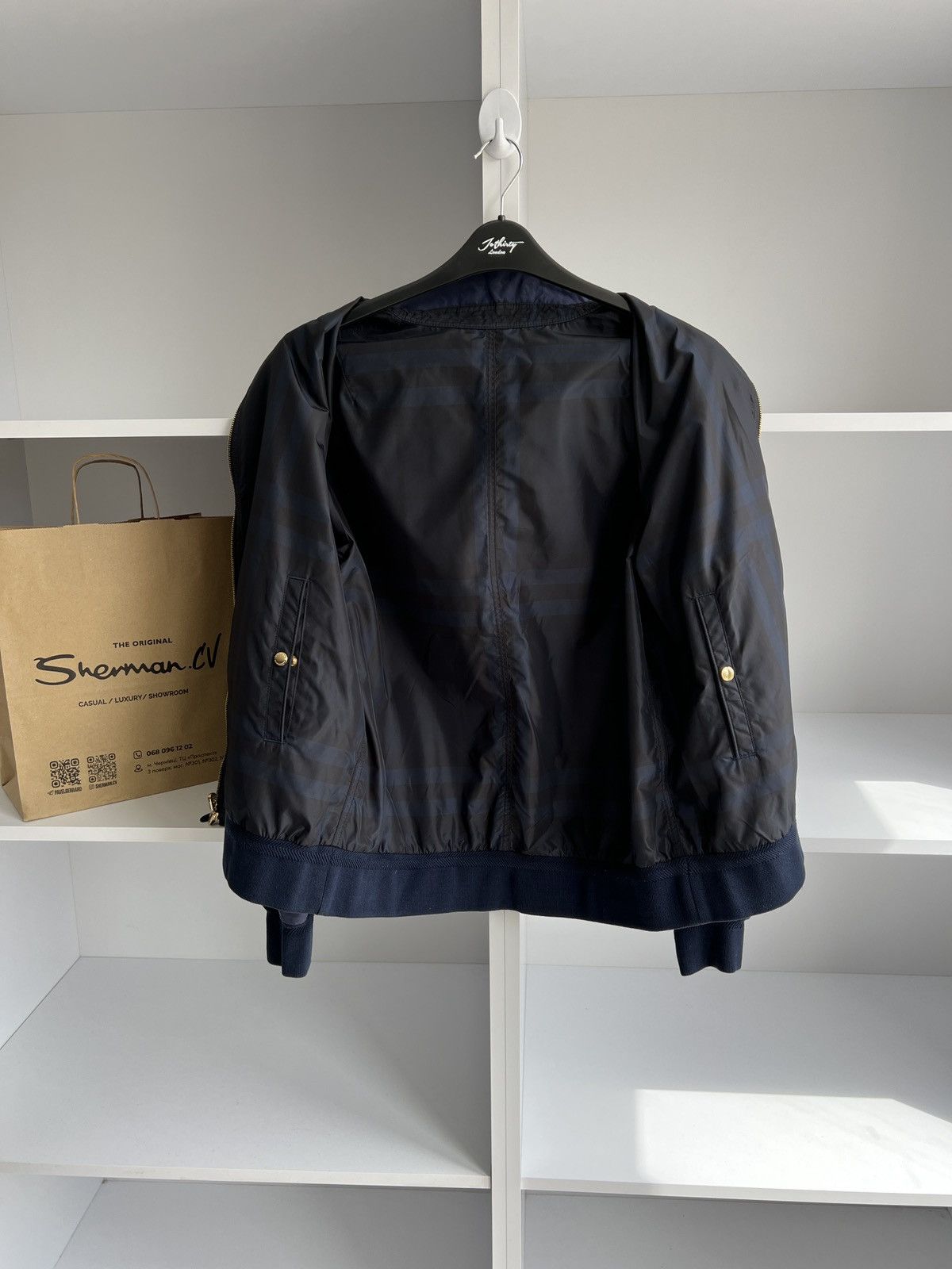 Vintage Burberry Blue Plaid Reversible Double-Zipper Jacket