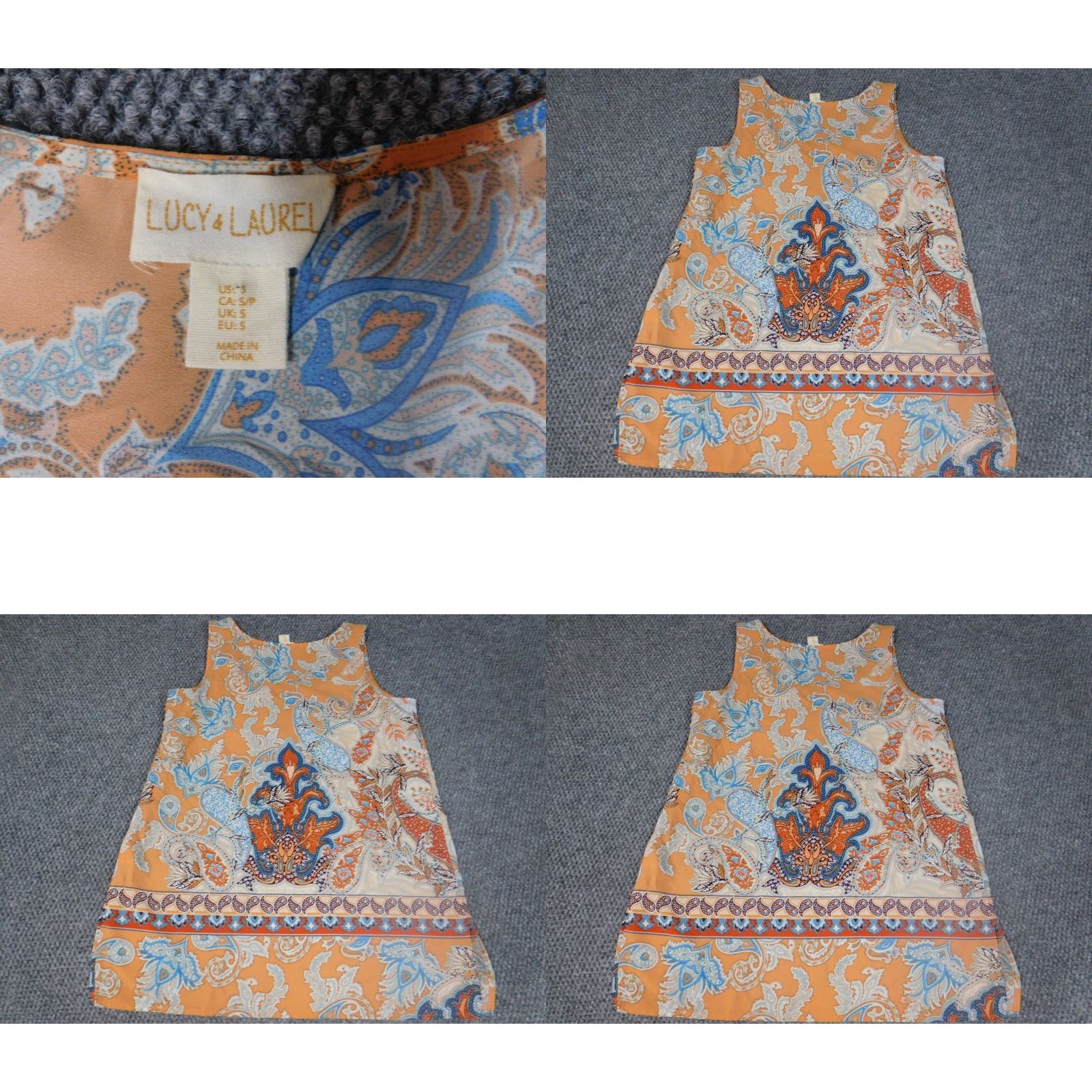 Vintage Lucy & Laurel Blouse Womens S Orange Floral Crew Neck Sleeveless Pullover Button Casual Size S / US 4 / IT 40 - 8 Thumbnail