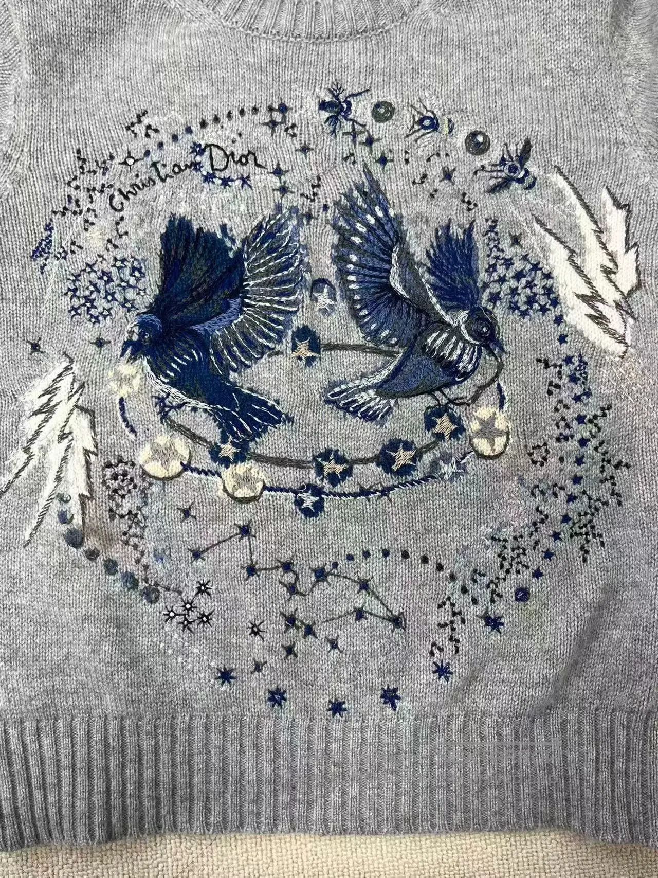Dior dior zodiac pattern embroidered crew neck sweater. Size S / US 4 / IT 40 - 3 Thumbnail