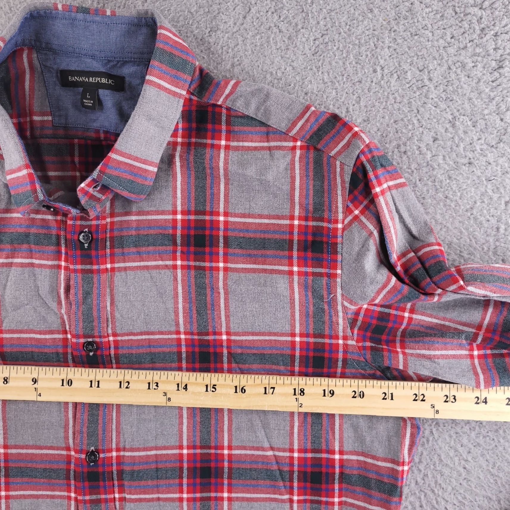 Banana Republic VINTAGE Banana Republic Shirt Mens Large Plaid Gray Long Sleeve Flannel 100% Cotton Size US L / EU 52-54 / 3 - 5 Thumbnail