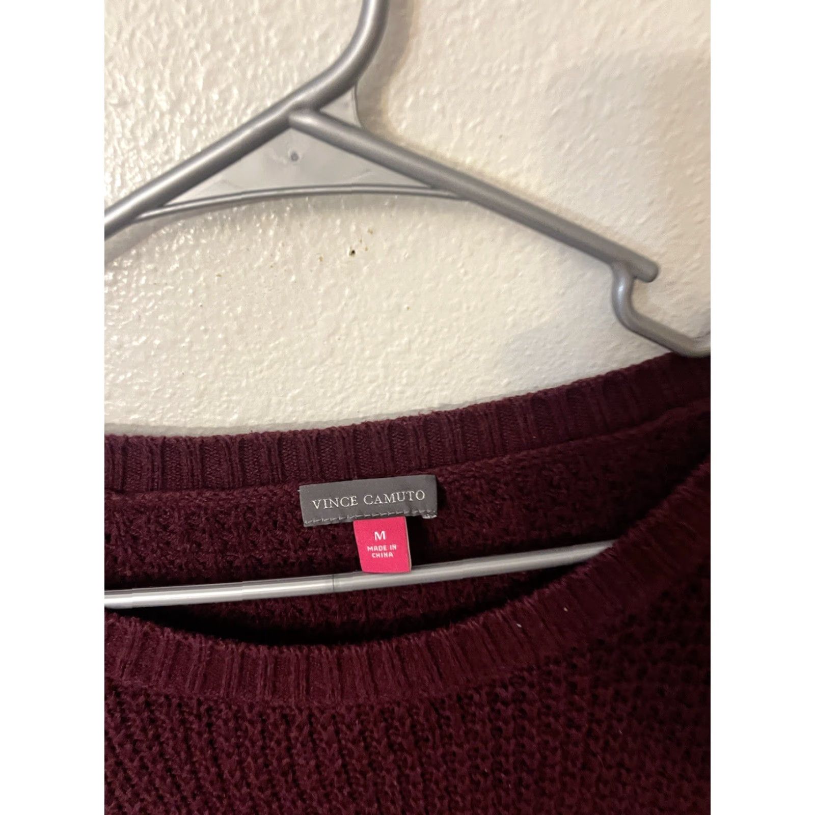 Vince Camuto Vince Camuto WOMEN'S Maroon LONG SLEEVE KNIT SWEATER Size M Size M / US 6-8 / IT 42-44 - 2 Thumbnail