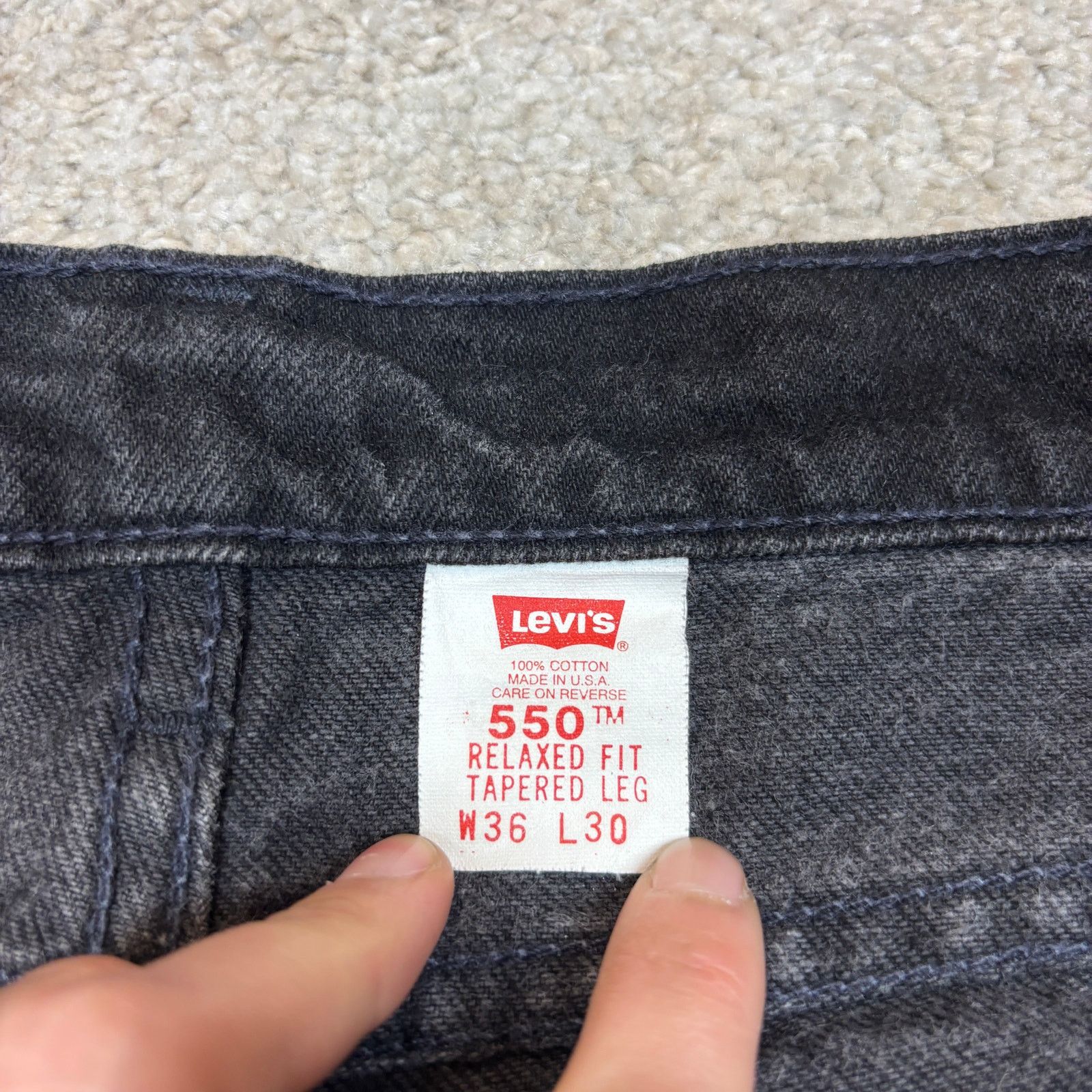 Levi's × Vintage Vintage 90s Levi's 550 Made in USA Relaxed Baggy Jeans 35x27 Size US 35 - 5 Thumbnail