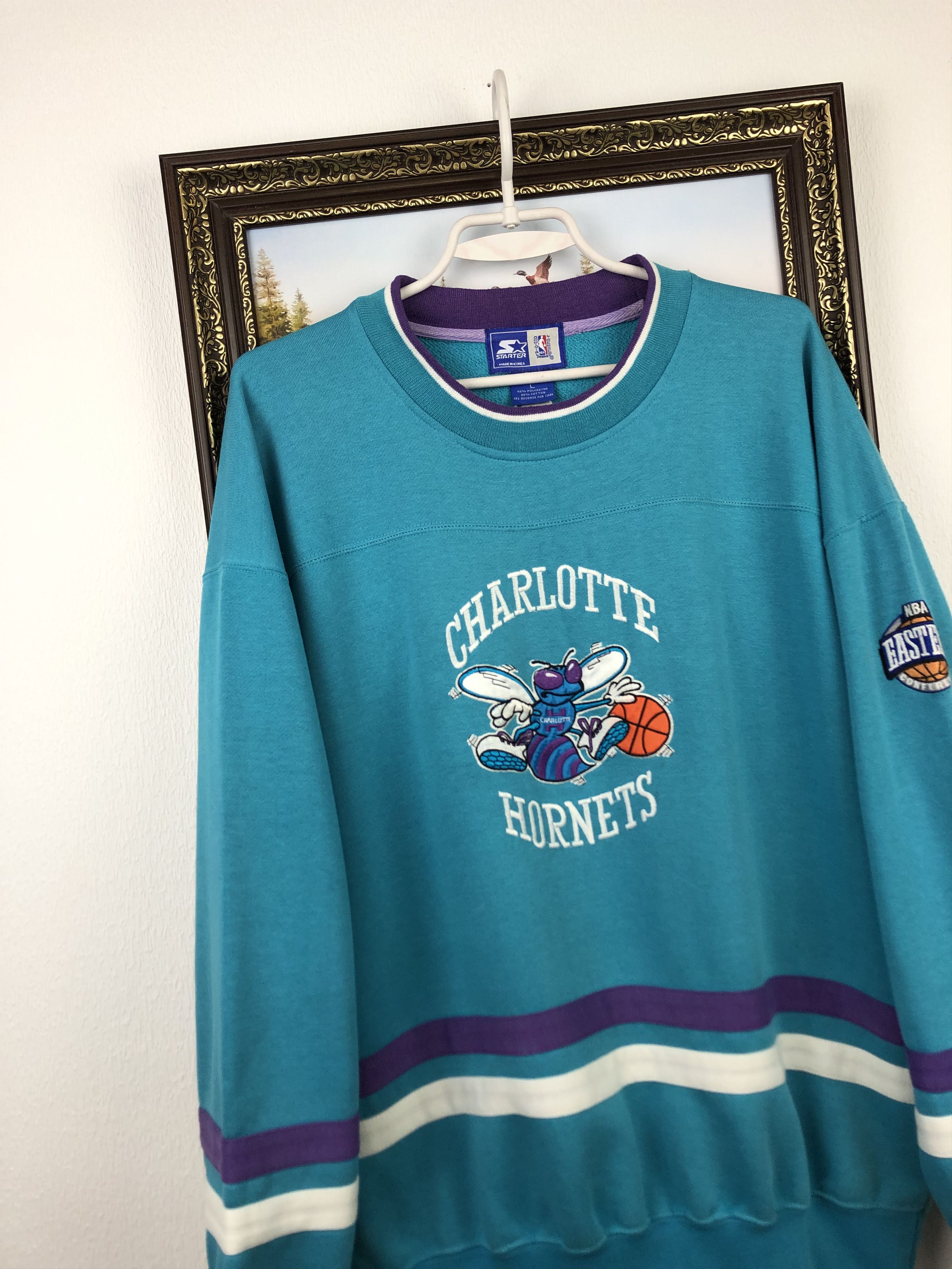 NBA Vintage Charlotte Hornets Crewneck Sweatshirt Johnson Size US L / EU 52-54 / 3 - 3 Thumbnail